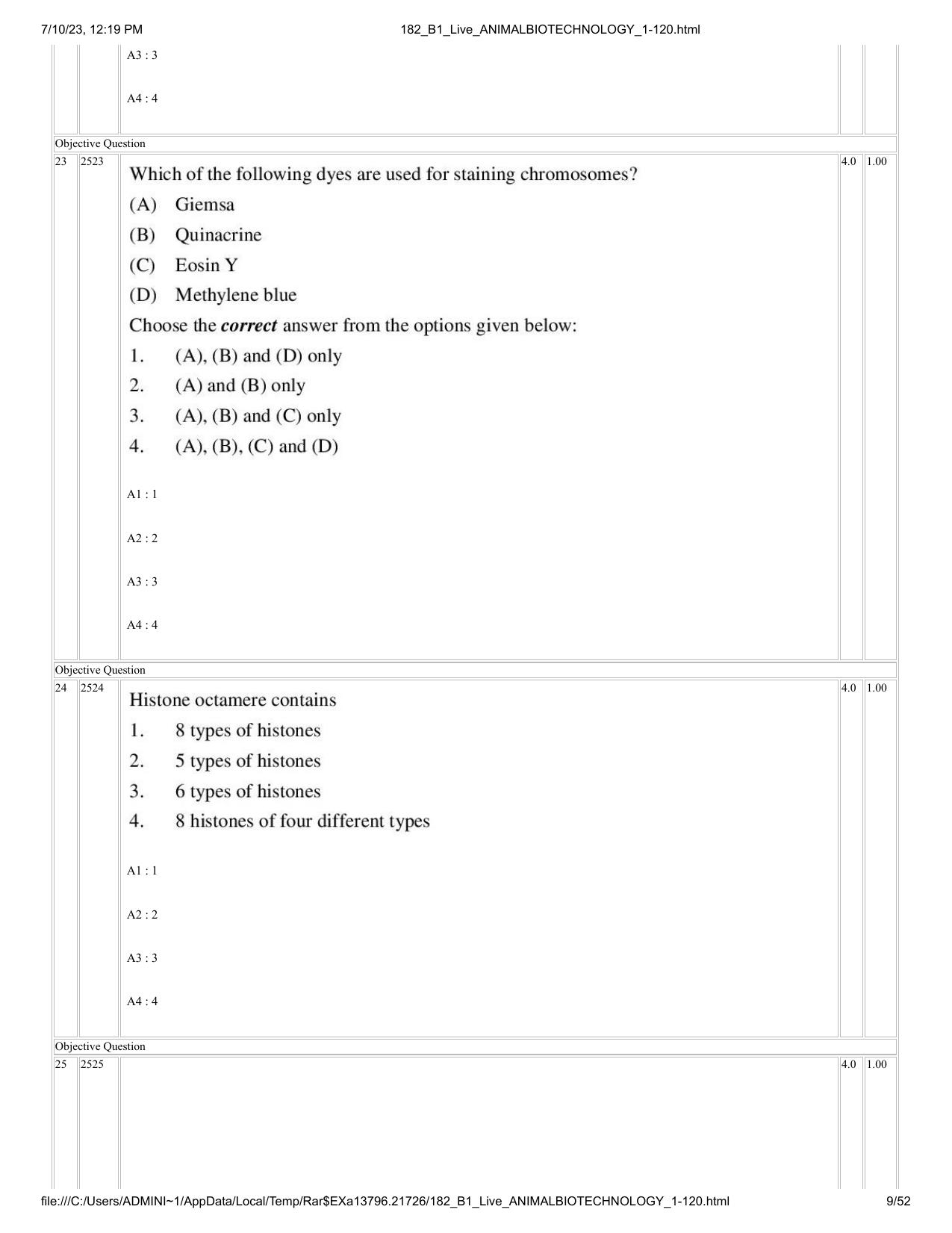 ICAR AIEEA PG 2023 ANIMAL BIOTECHNOLOGY Question Paper - Page 9