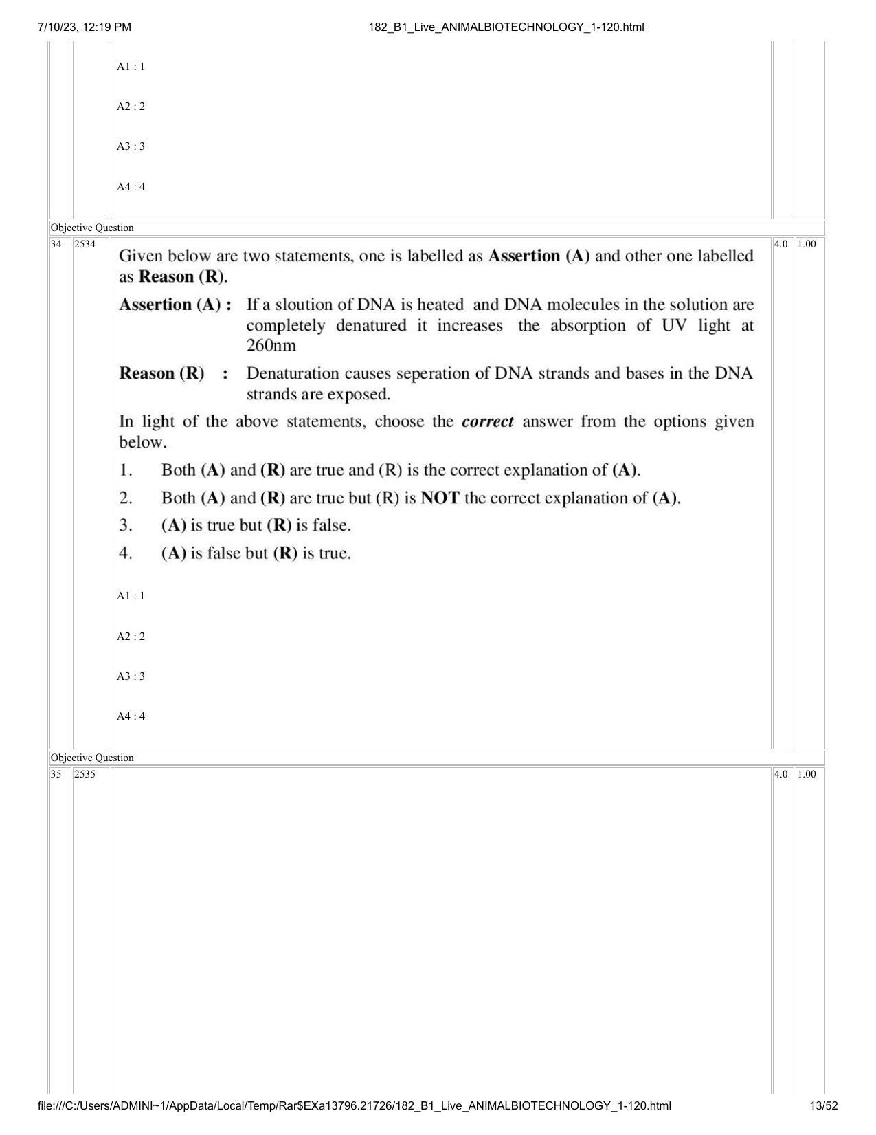 ICAR AIEEA PG 2023 ANIMAL BIOTECHNOLOGY Question Paper - Page 13