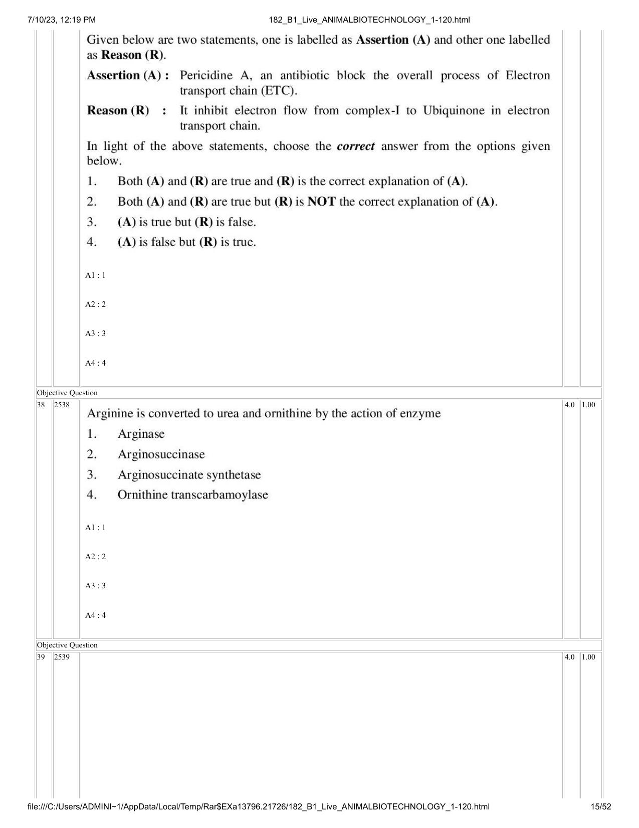 ICAR AIEEA PG 2023 ANIMAL BIOTECHNOLOGY Question Paper - Page 15