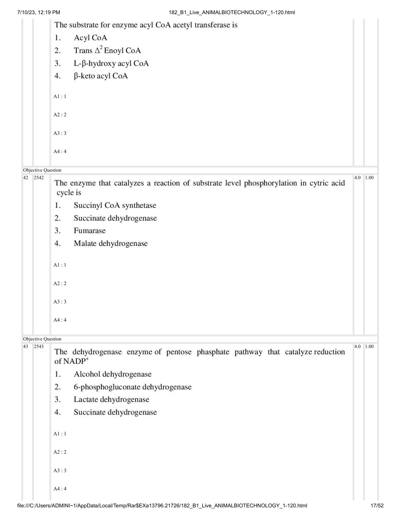 ICAR AIEEA PG 2023 ANIMAL BIOTECHNOLOGY Question Paper - Page 17