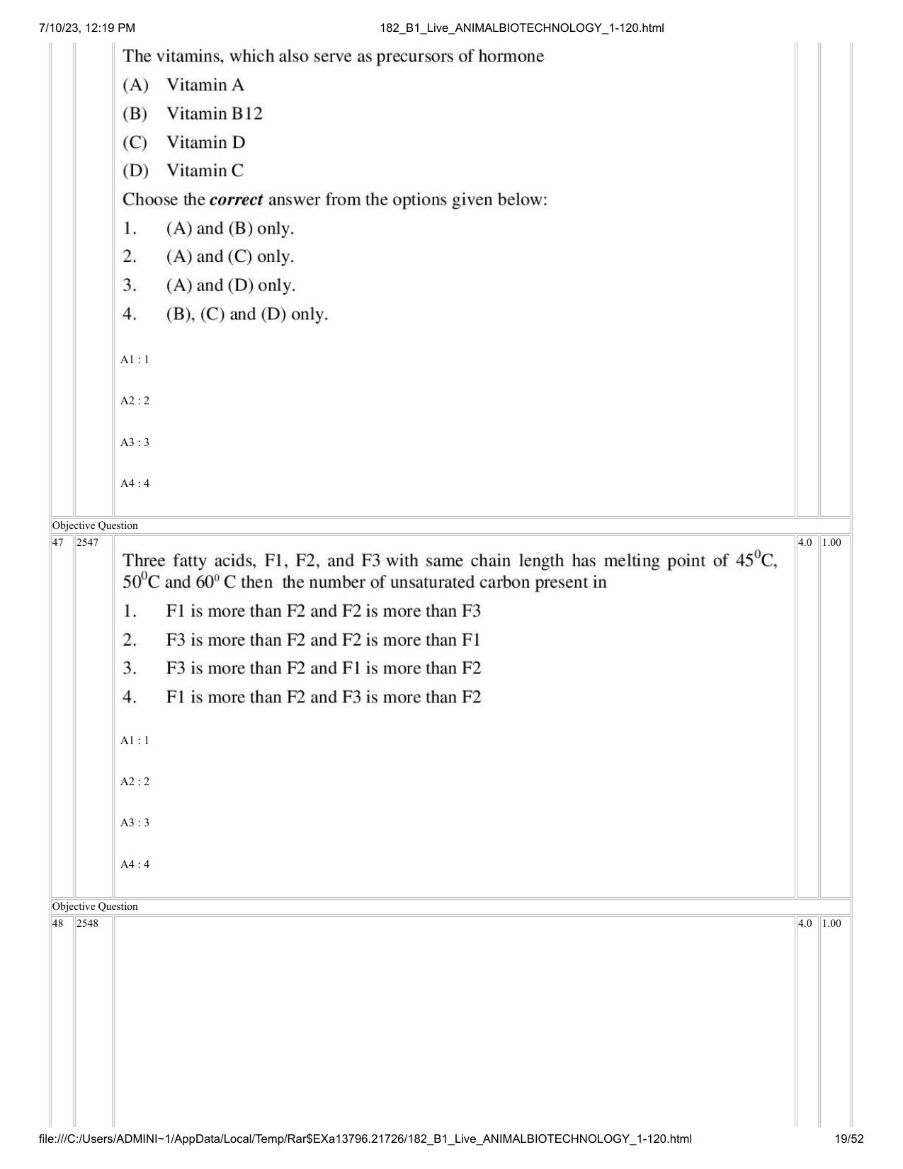ICAR AIEEA PG 2023 ANIMAL BIOTECHNOLOGY Question Paper - Page 19