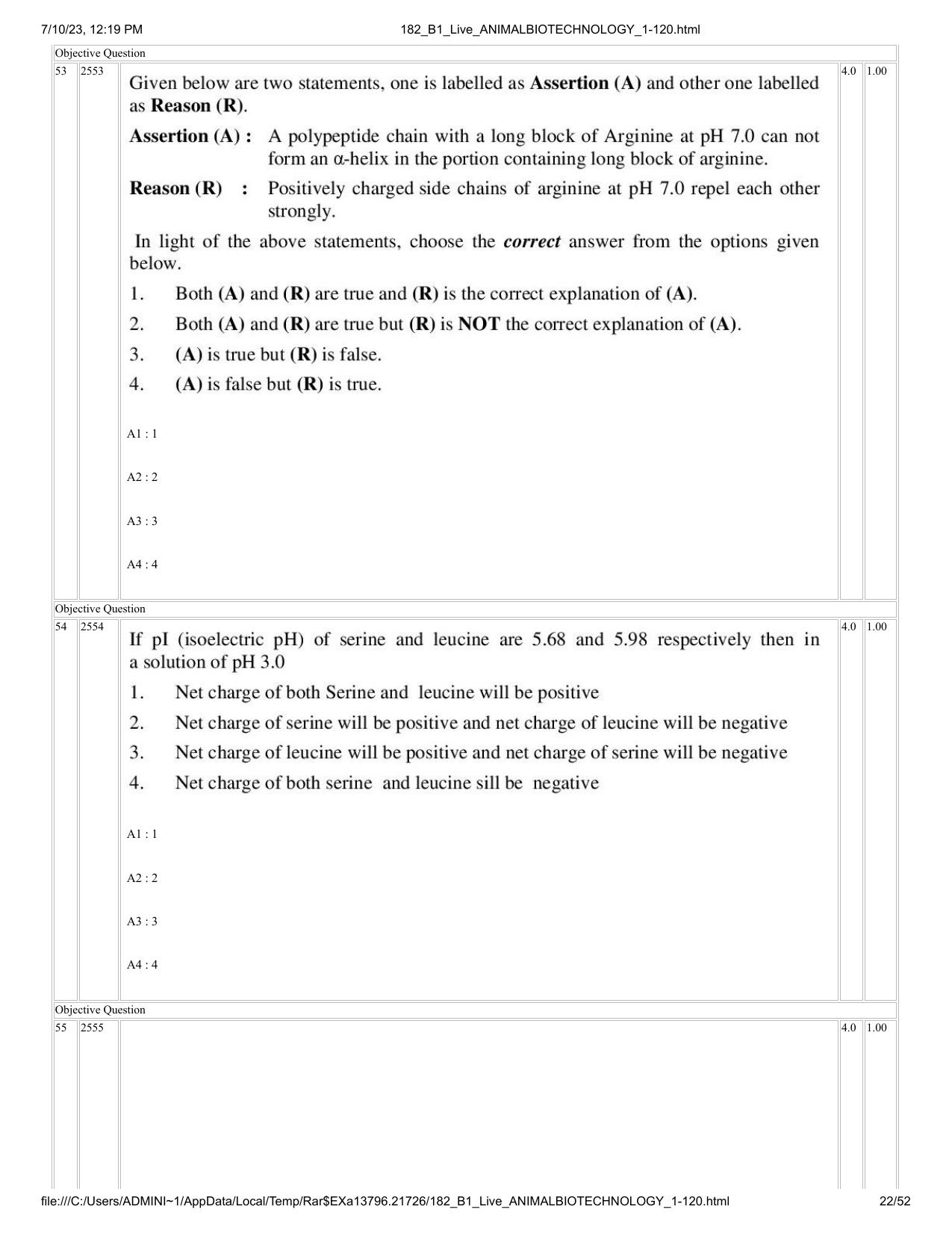 ICAR AIEEA PG 2023 ANIMAL BIOTECHNOLOGY Question Paper - Page 22