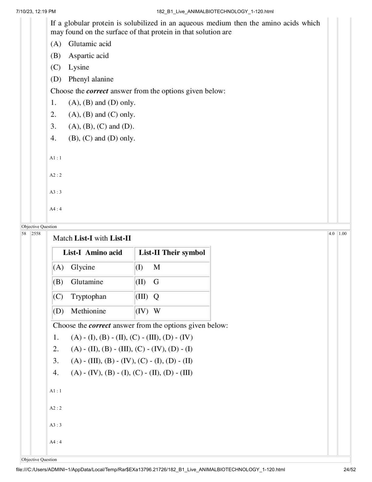ICAR AIEEA PG 2023 ANIMAL BIOTECHNOLOGY Question Paper - Page 24