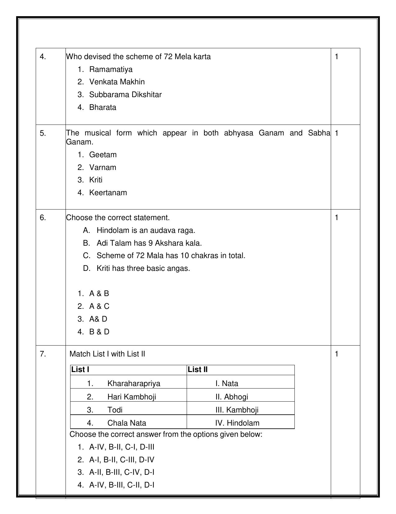CBSE Class 10 Carnatic Music-Melodic Instruments Sample Paper 2025 - Page 2