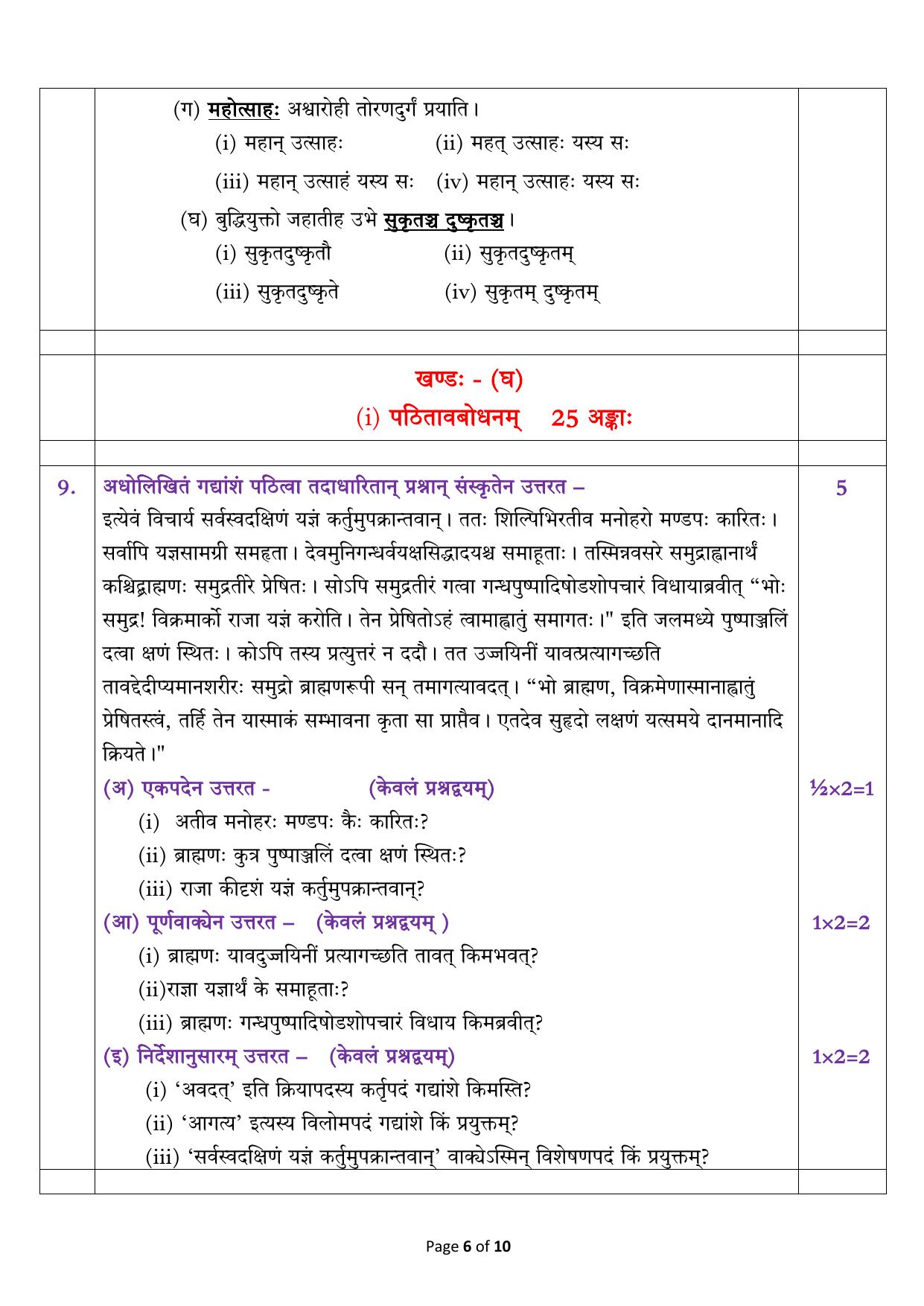 CBSE Class 12 Sanskrit Elective Sample Question Paper 2024-25 - Page 6