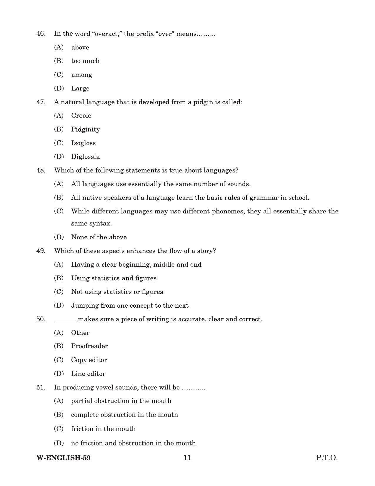 Odisha CPET 2022 ENGLISH Question Paper - Page 11