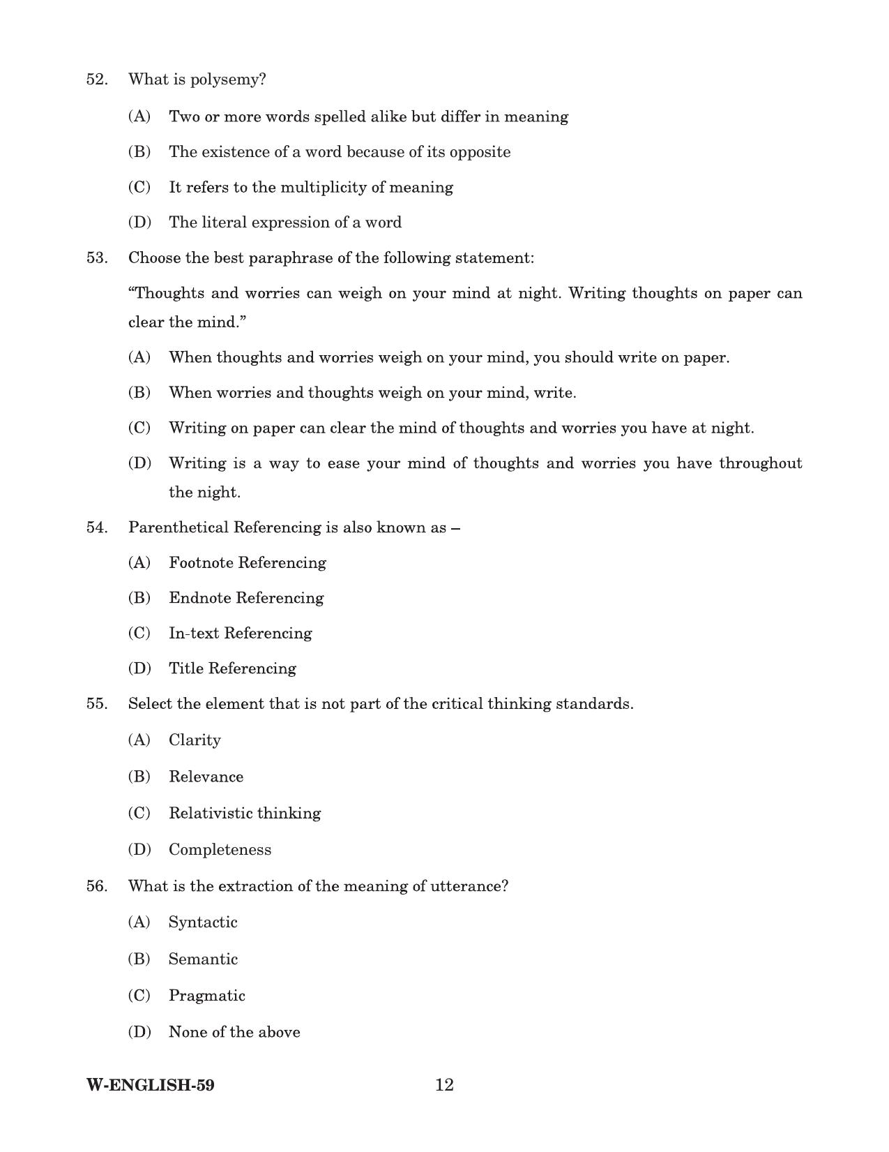 Odisha CPET 2022 ENGLISH Question Paper - Page 12