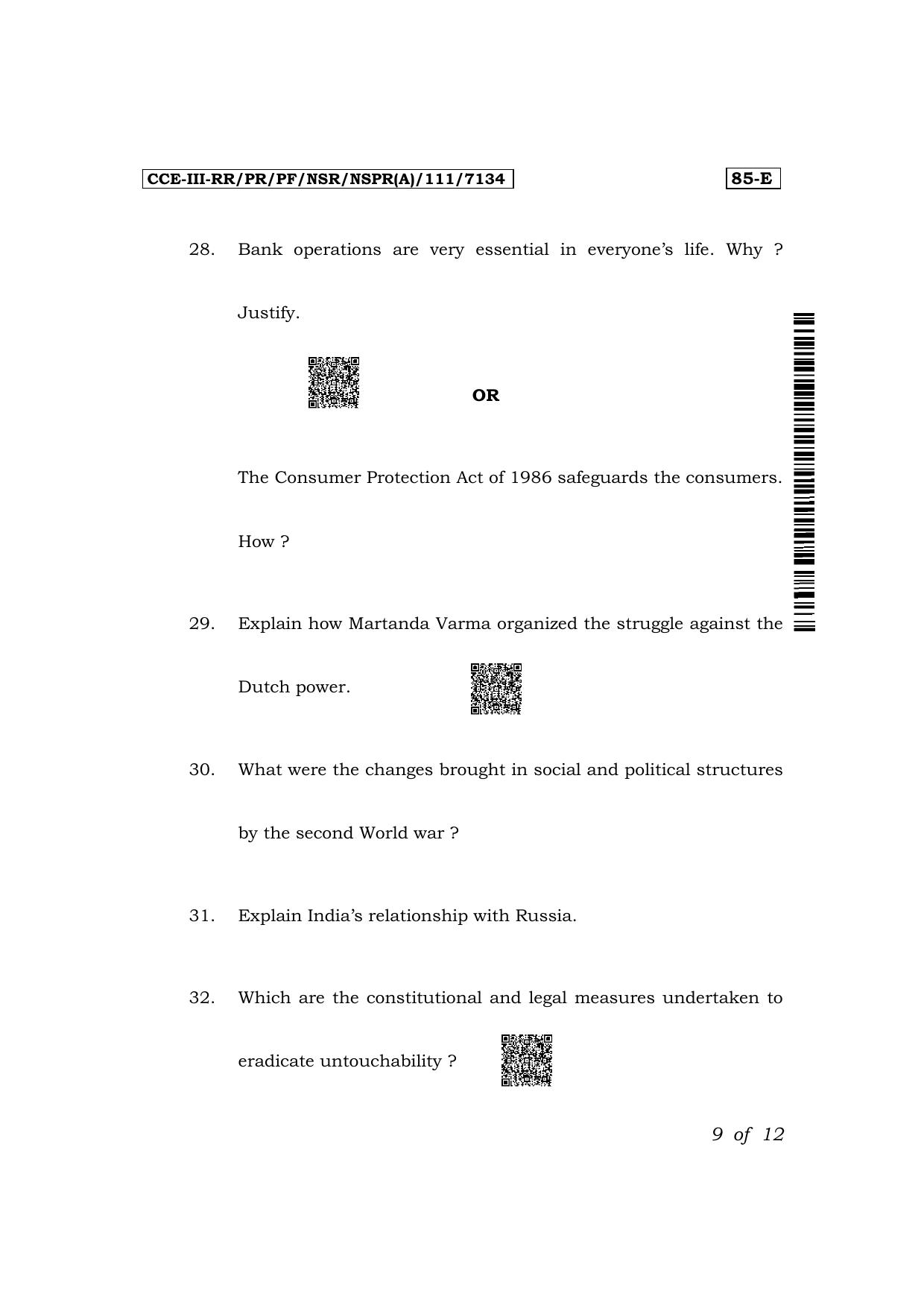 Karnataka SSLC Social Science (English Medium) Exam 3 Question Paper 2024 (A Version) - Page 9
