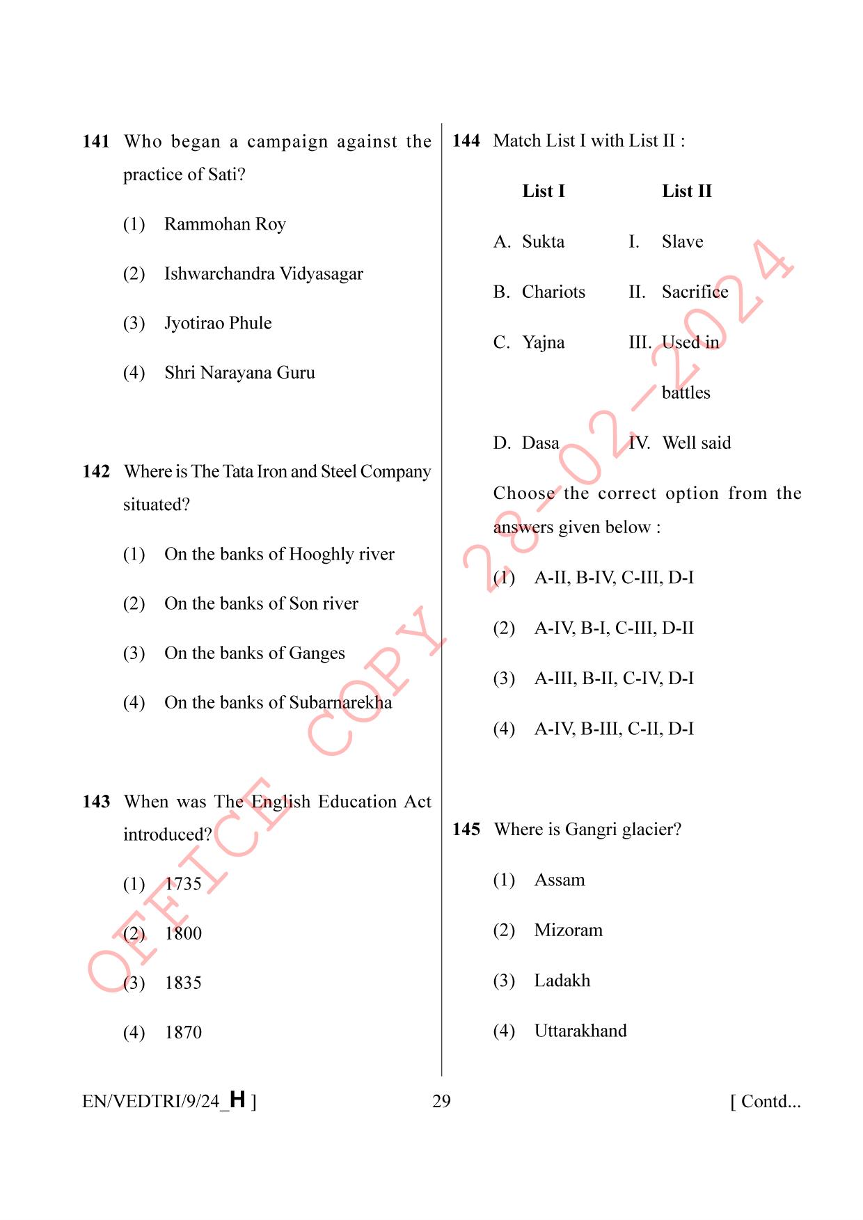 AISSEE Class IX English Set H 2024 Question Paper - Page 29
