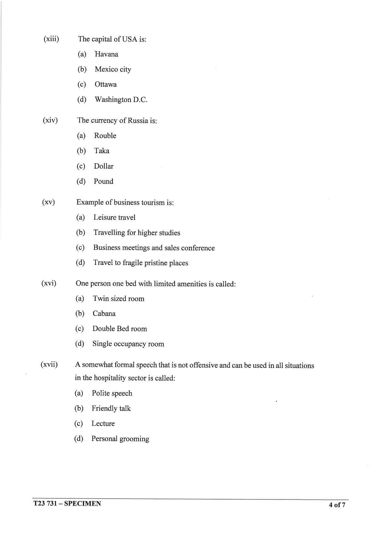 ICSE Class 10 Hospitality Management Sample Paper 2023 - Page 4