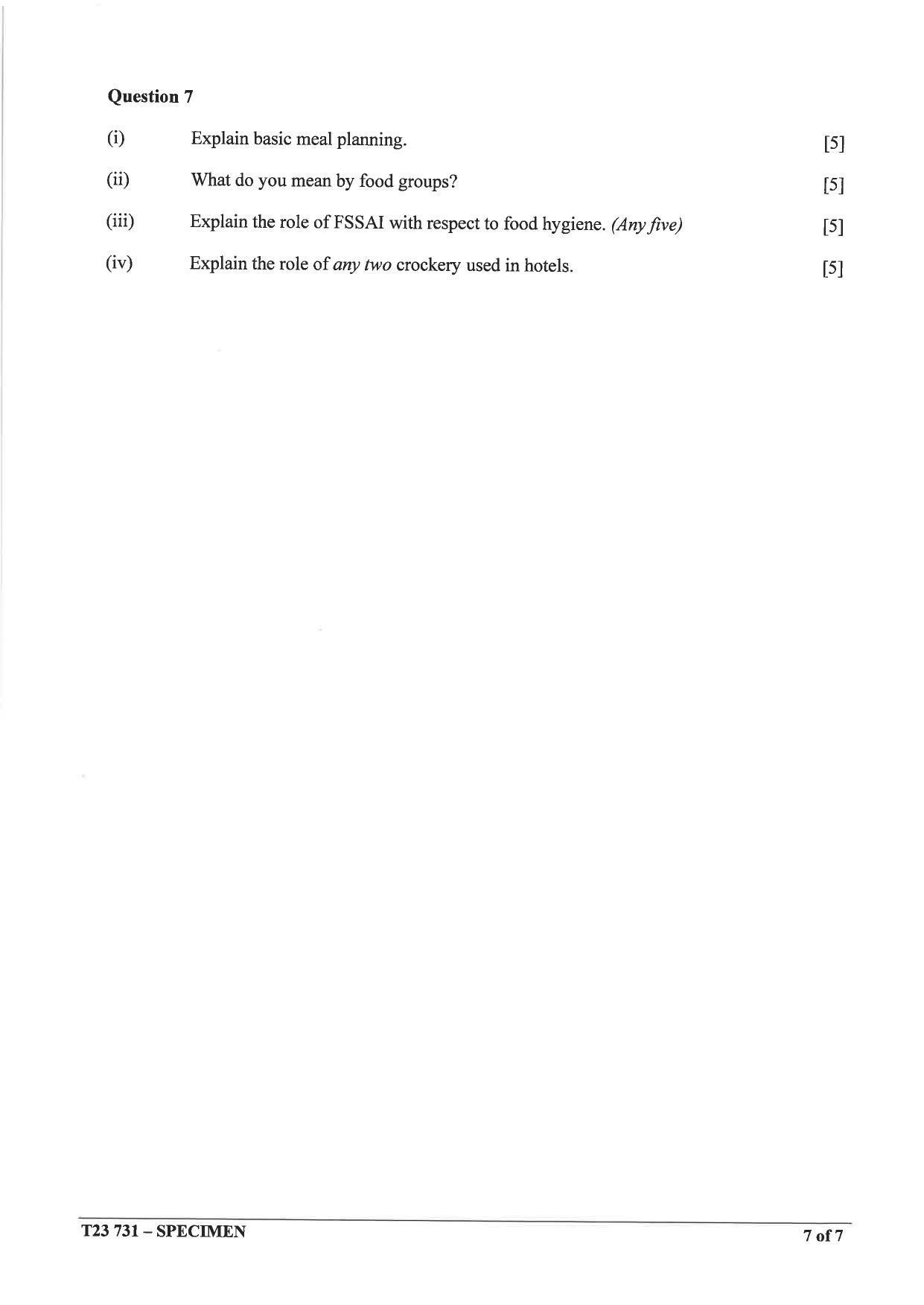 ICSE Class 10 Hospitality Management Sample Paper 2023 - Page 7