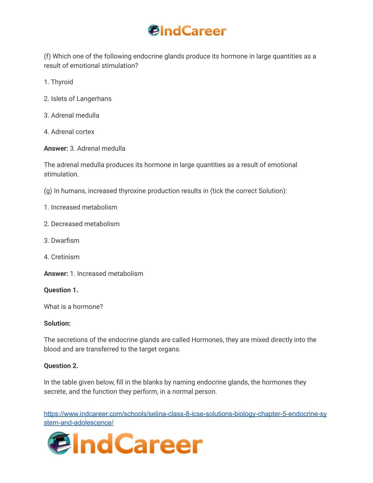Selina Class 8 ICSE Solutions Biology : Chapter 5- Endocrine System and Adolescence - Page 4