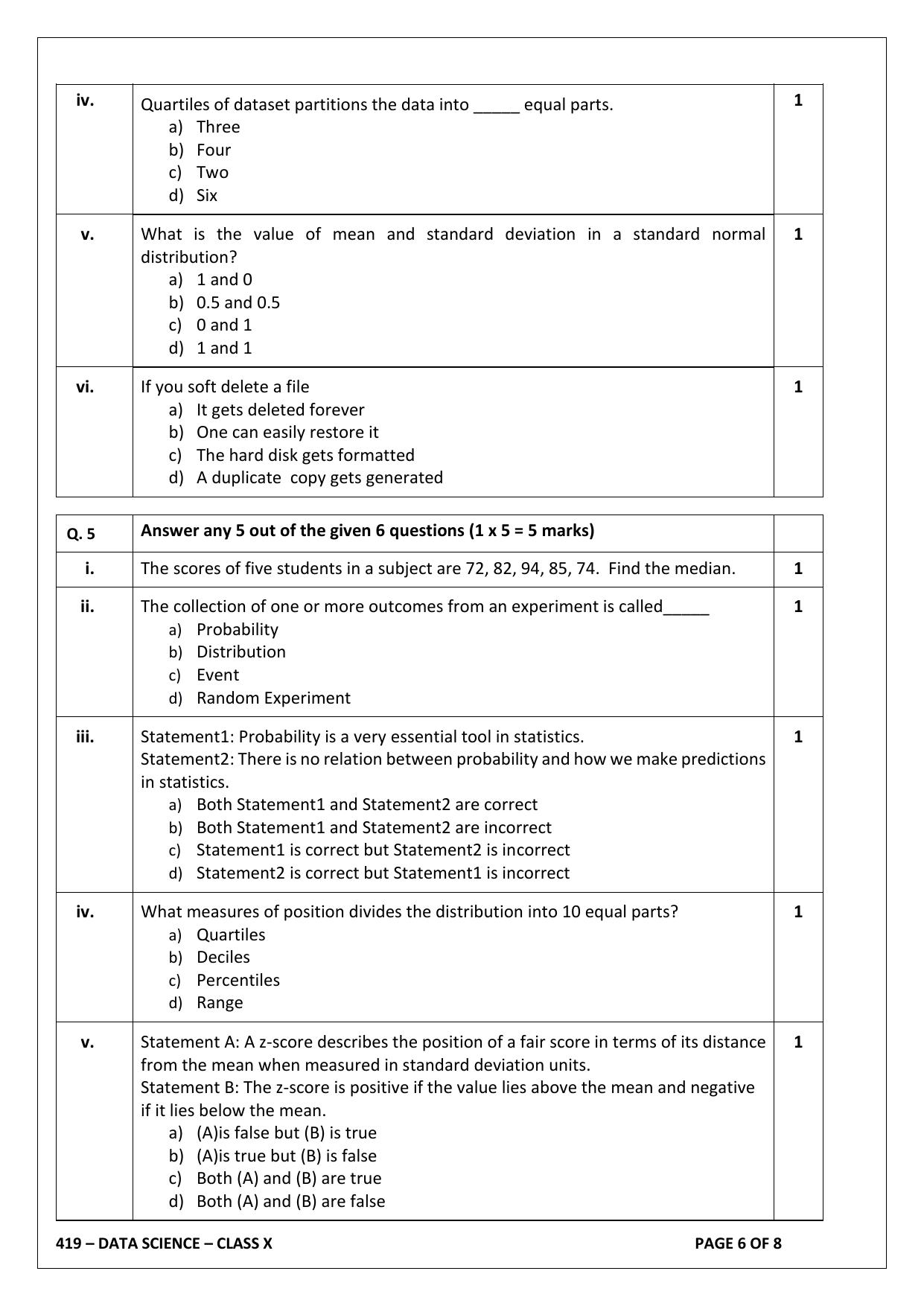 CBSE Class 10 (Skill Education) Data Science 2024 Sample Paper - Page 6