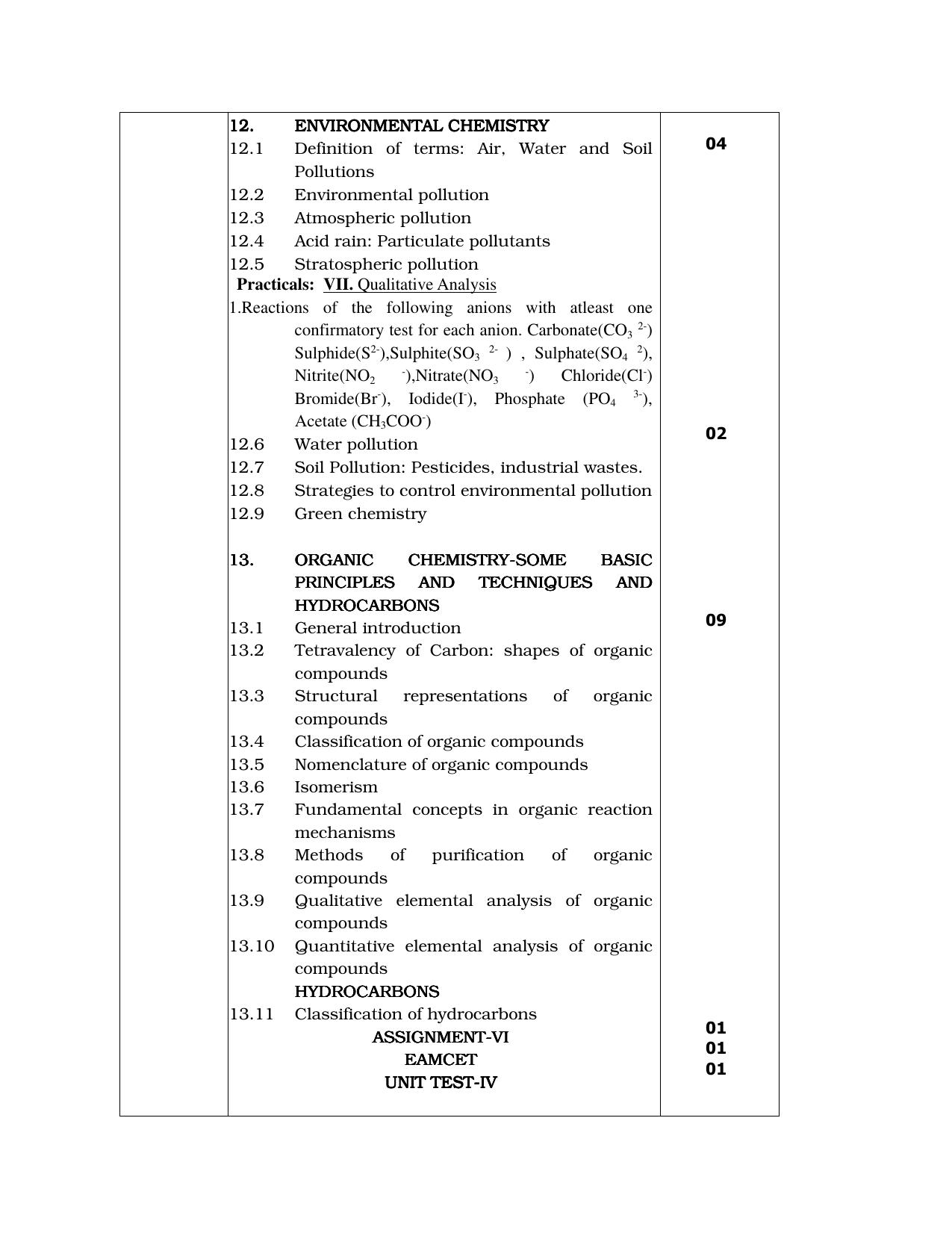 Telangana Board: TS Inter 1st Year CHEMISTRY Syllabus - Page 7