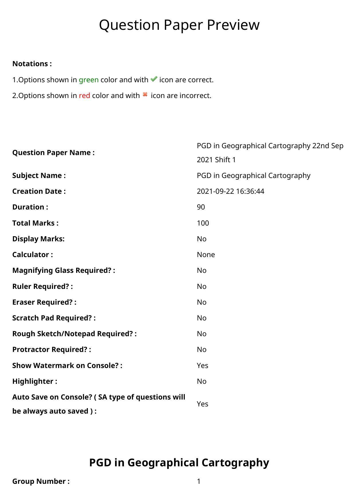 TS CPGET 2021 PGD in Geographical Cartography (Shift 1) Question Paper with Answer Key - Page 1