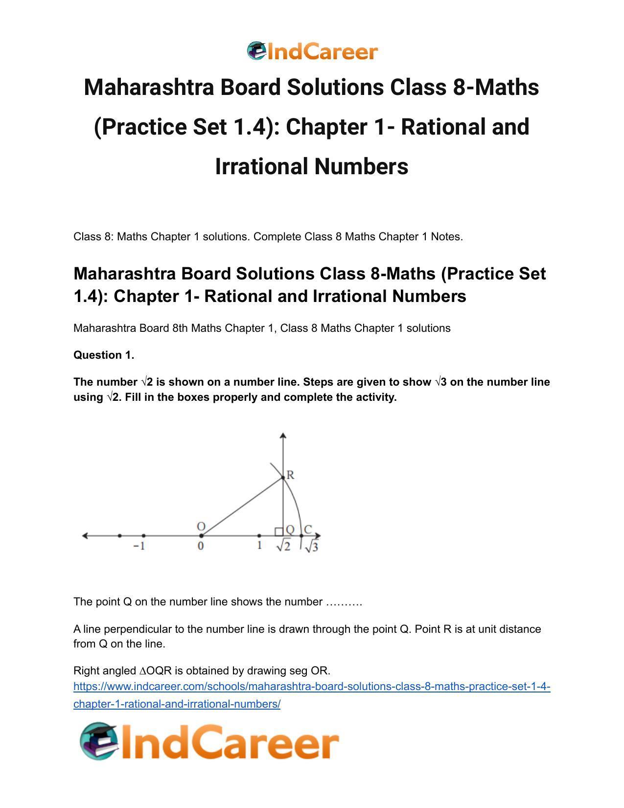 Maharashtra Board Solutions Class 8-Maths (Practice Set 1.4): Chapter 1- Rational and Irrational Numbers - Page 2