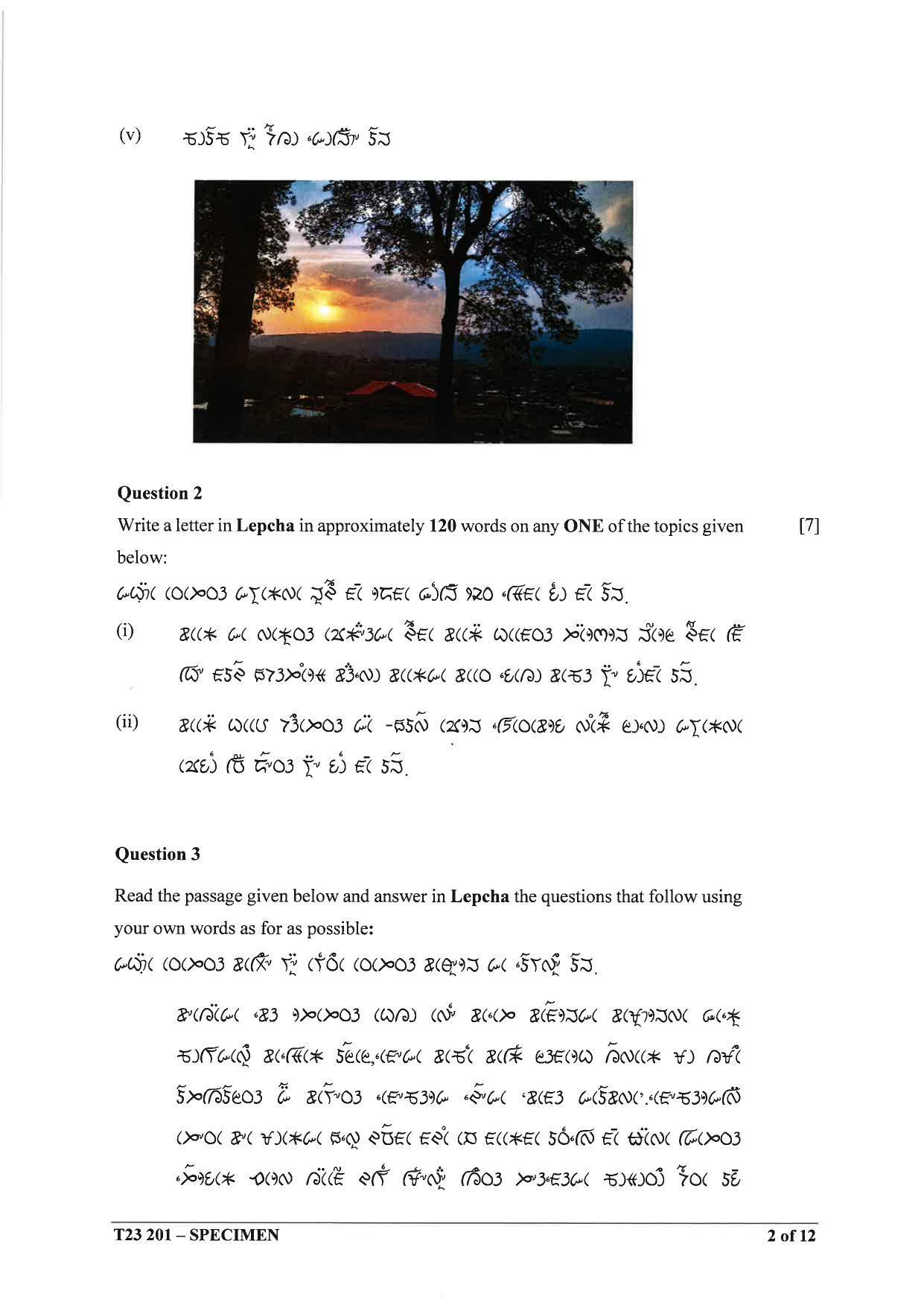 ICSE Class 10 Lepcha Sample Papers 2023 - Page 2