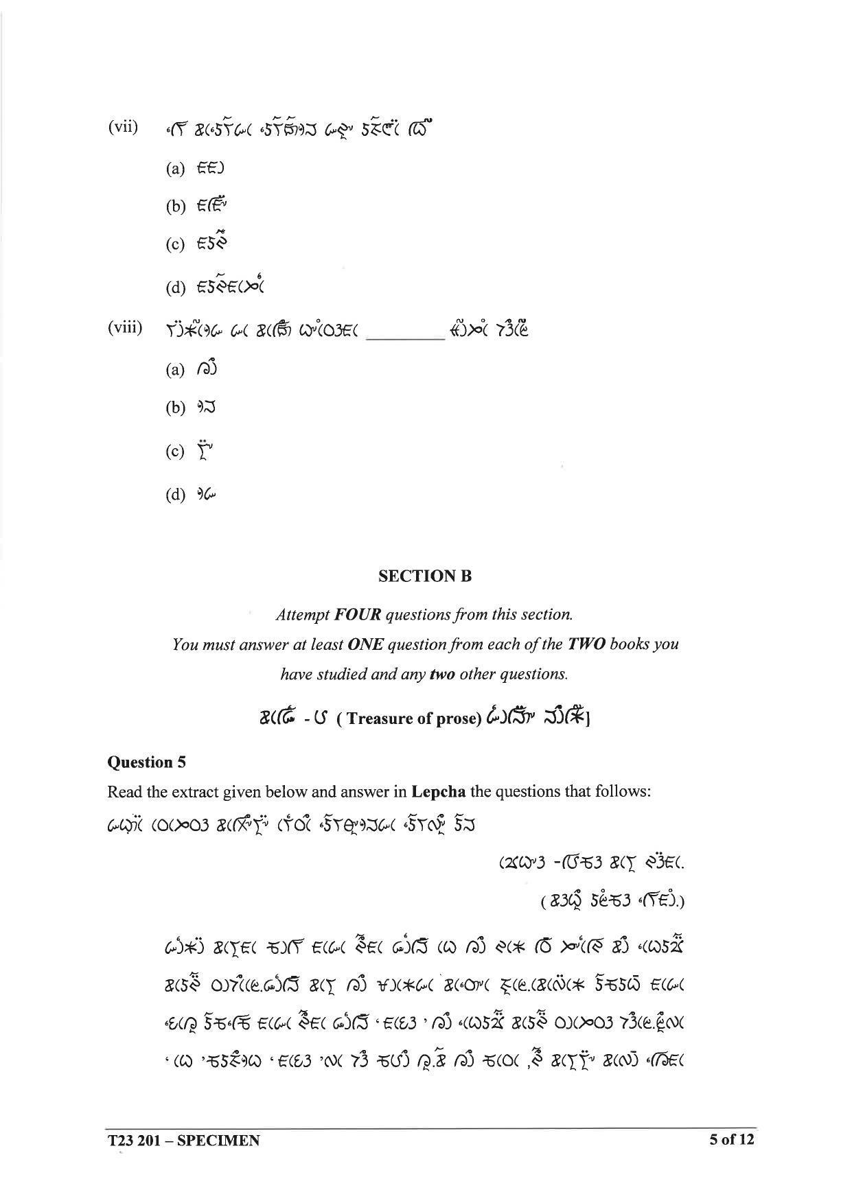ICSE Class 10 Lepcha Sample Papers 2023 - Page 5