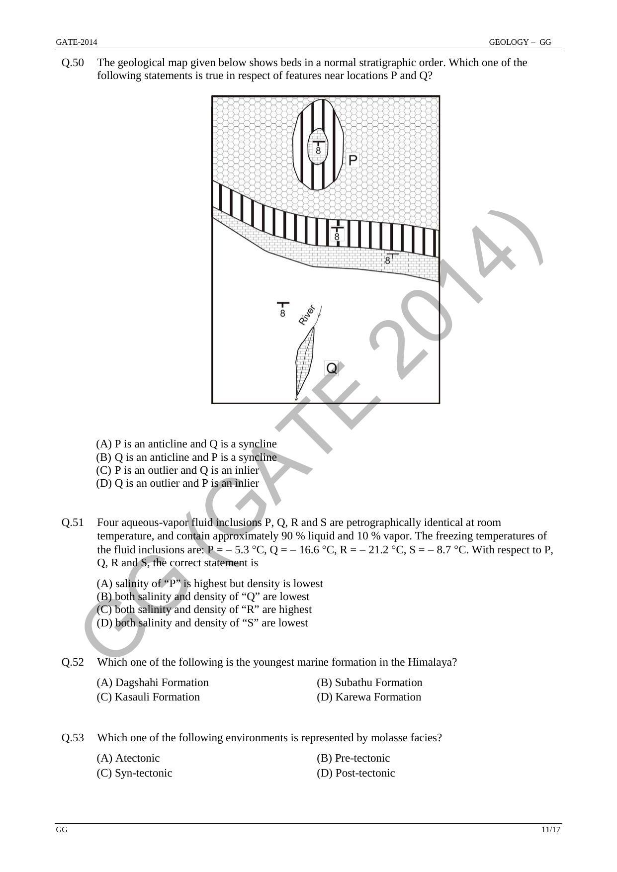 GATE 2014 Geology and Geophysics (GG) Question Paper with Answer Key - Page 17
