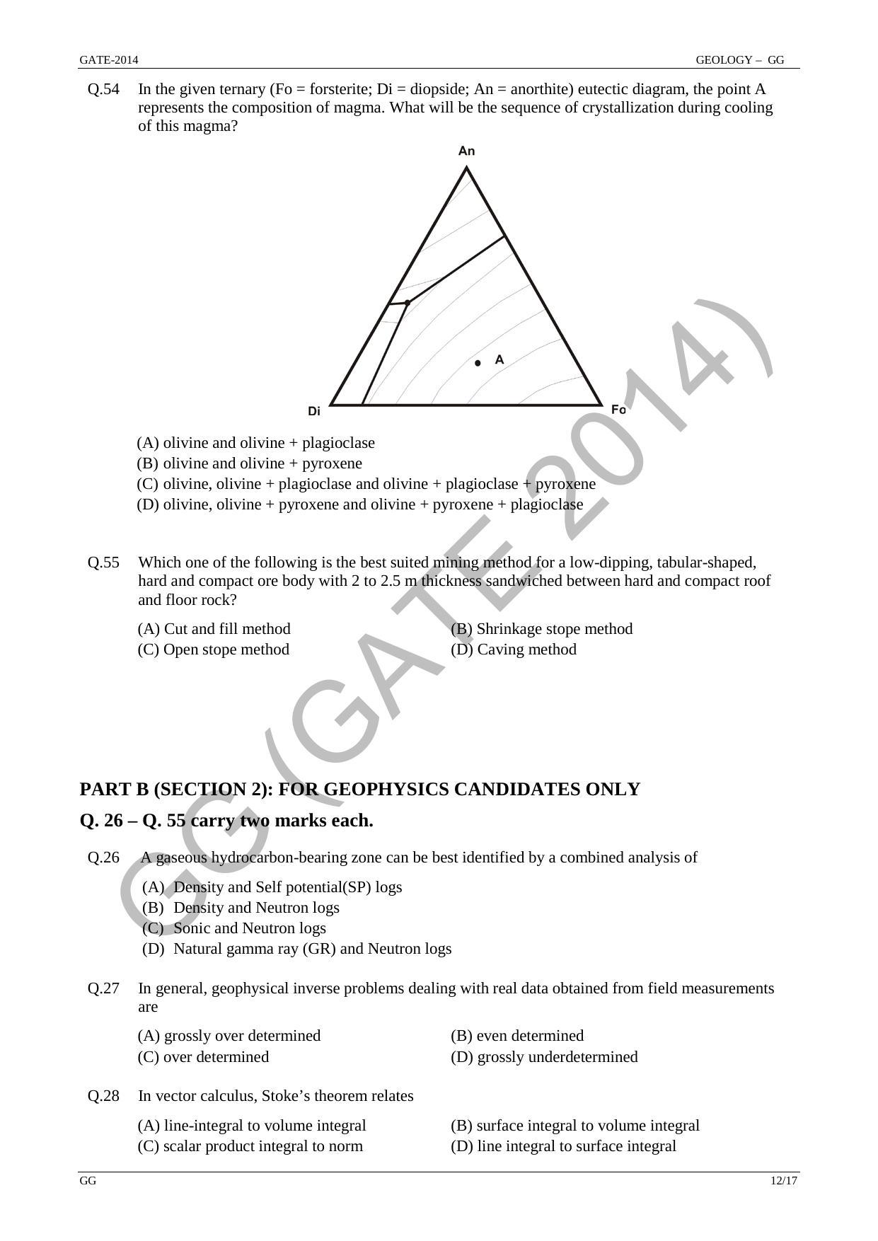 GATE 2014 Geology and Geophysics (GG) Question Paper with Answer Key - Page 18