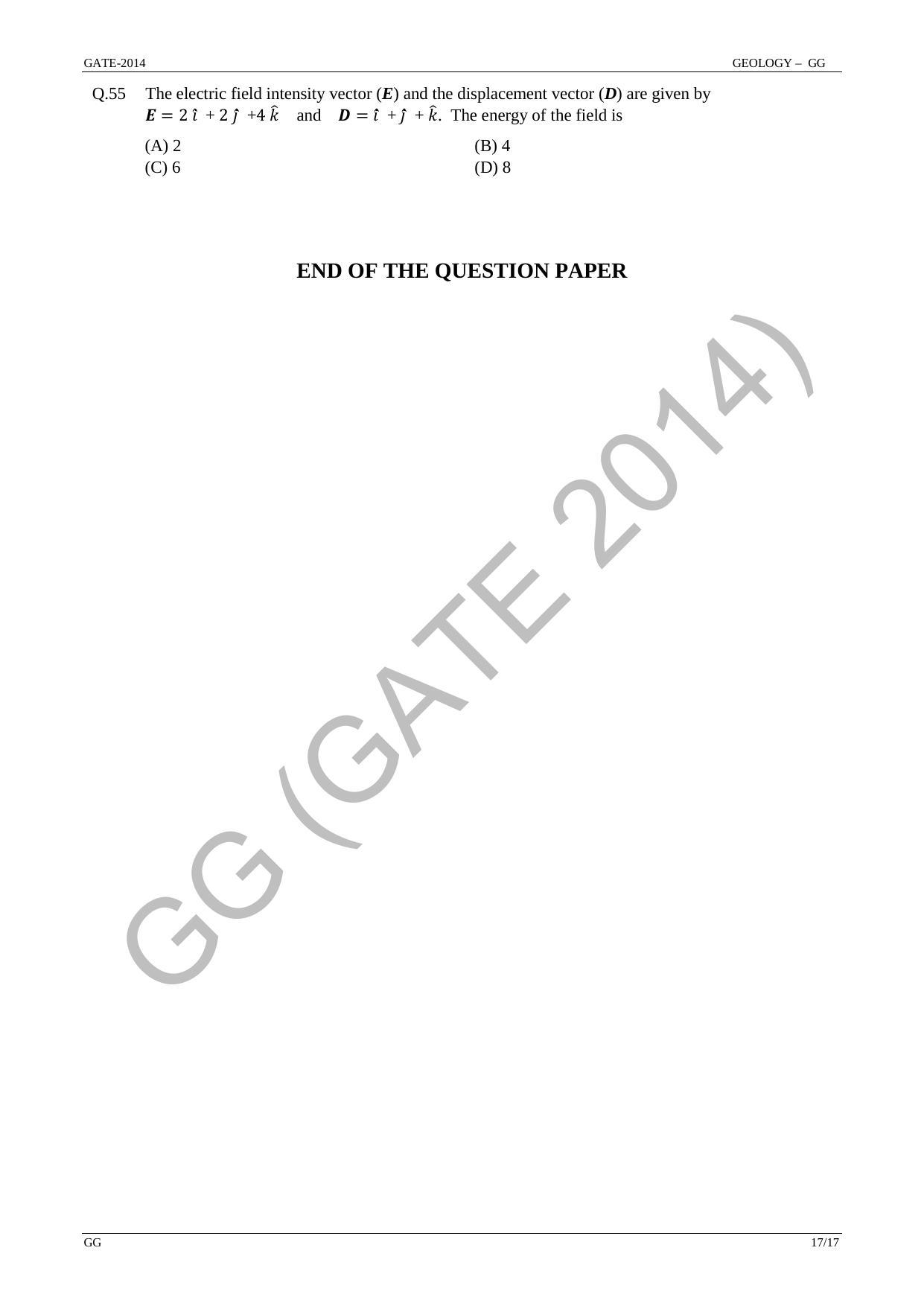 GATE 2014 Geology and Geophysics (GG) Question Paper with Answer Key - Page 23