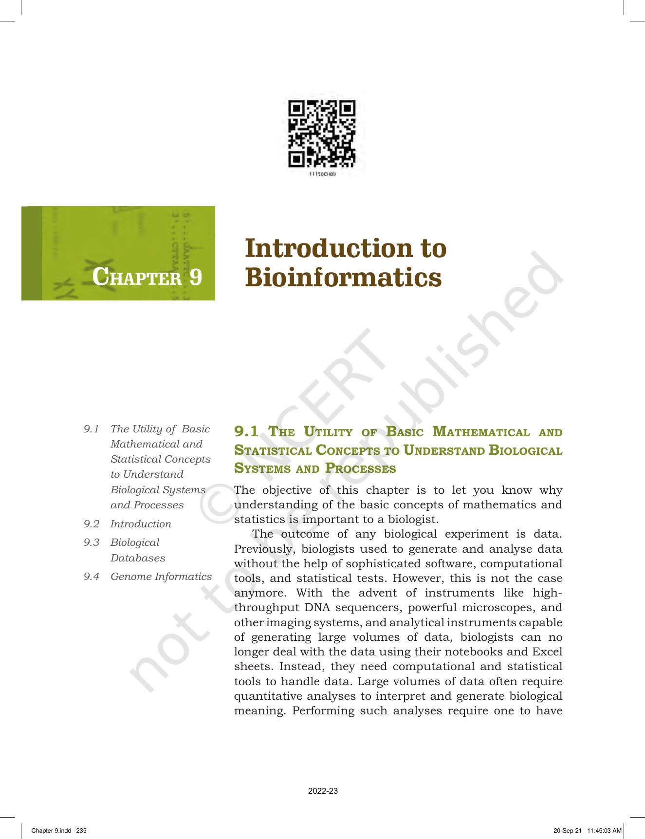 NCERT Book for Class 11 Biotechnology Chapter 9 Introduction to Bioinformatics - Page 3