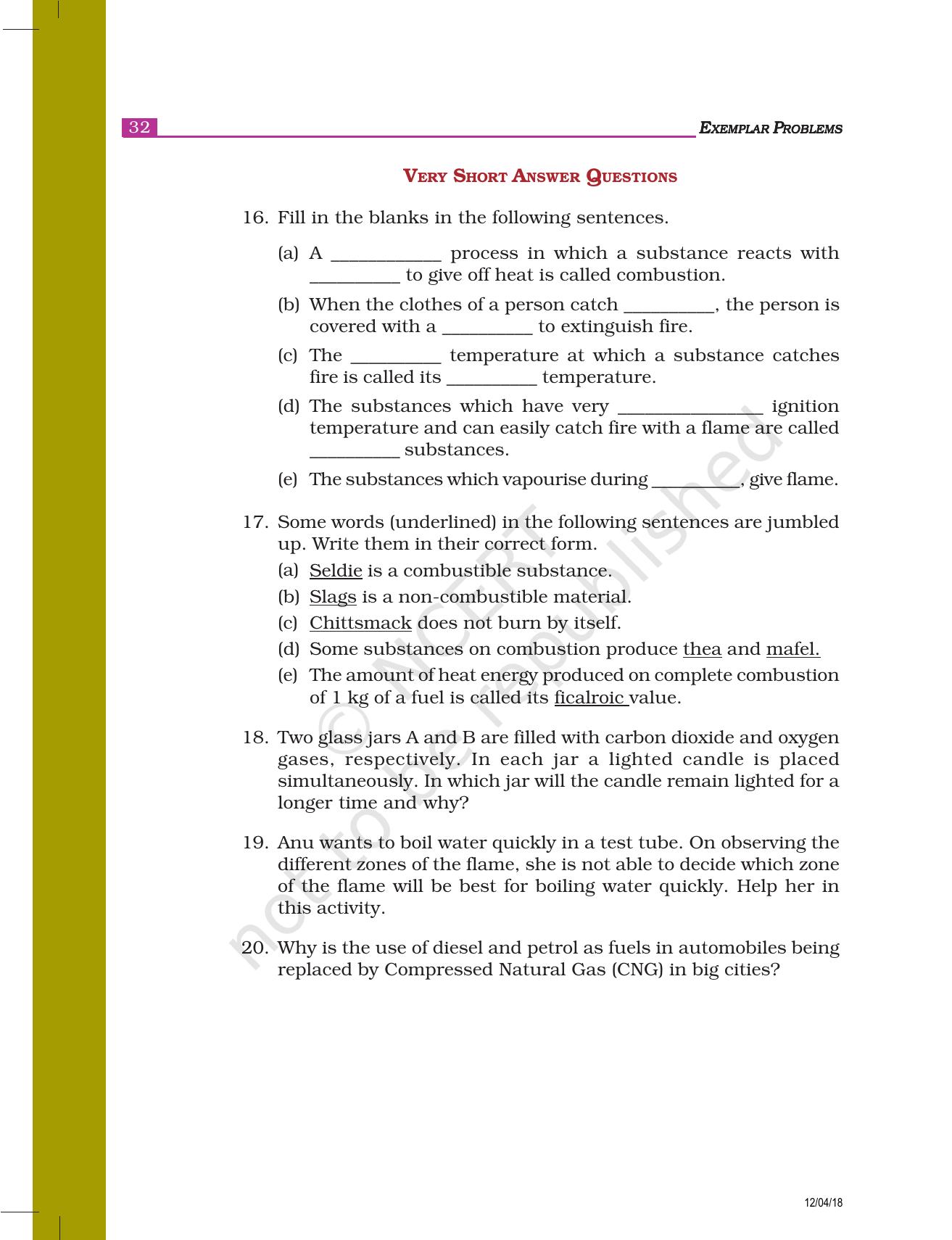 NCERT Exemplar Book for Class 8 Science: Chapter 6- Combustion and Flame - Page 3