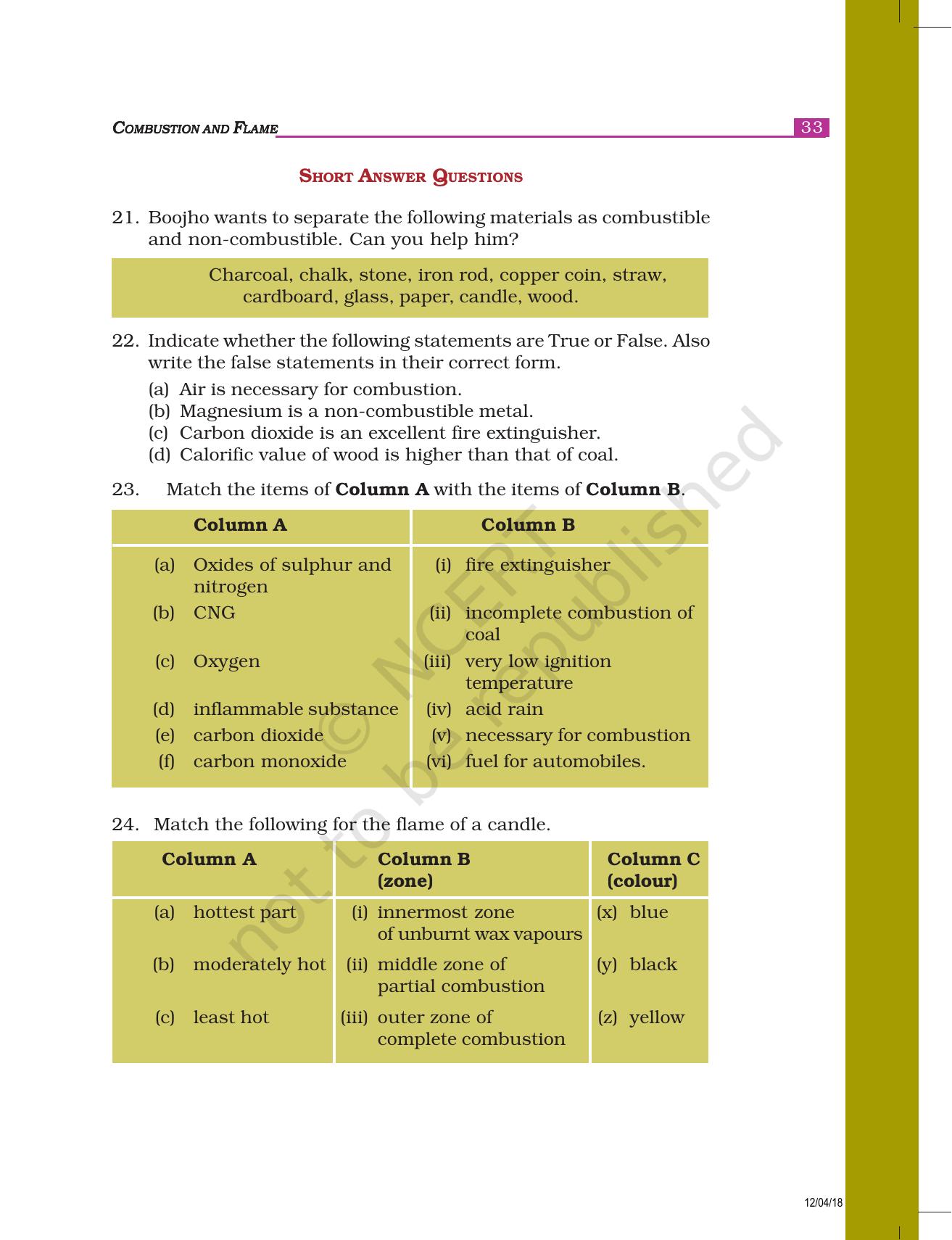NCERT Exemplar Book for Class 8 Science: Chapter 6- Combustion and Flame - Page 4