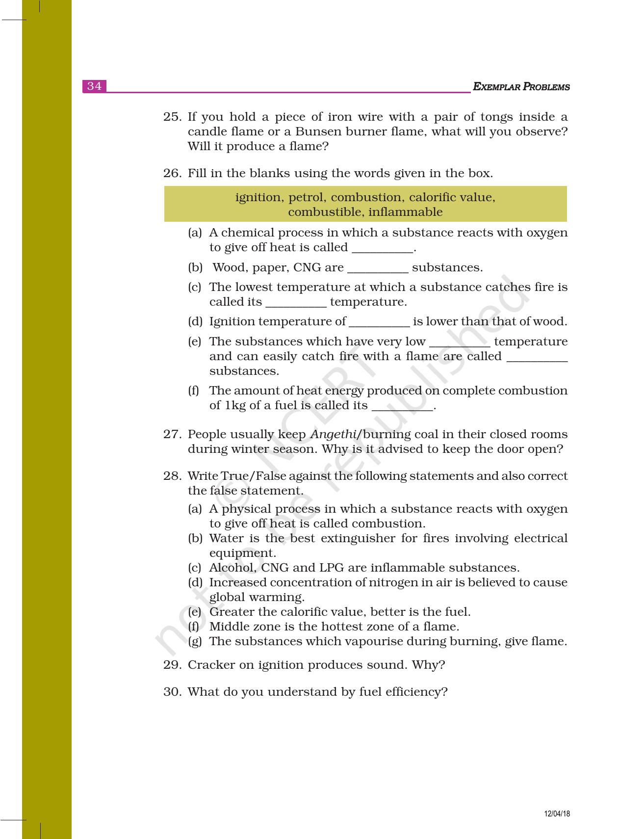 NCERT Exemplar Book for Class 8 Science: Chapter 6- Combustion and Flame - Page 5