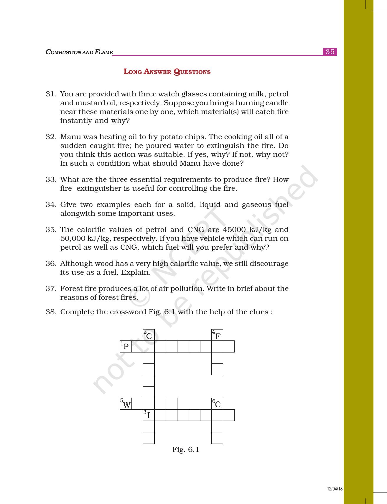 NCERT Exemplar Book for Class 8 Science: Chapter 6- Combustion and Flame - Page 6