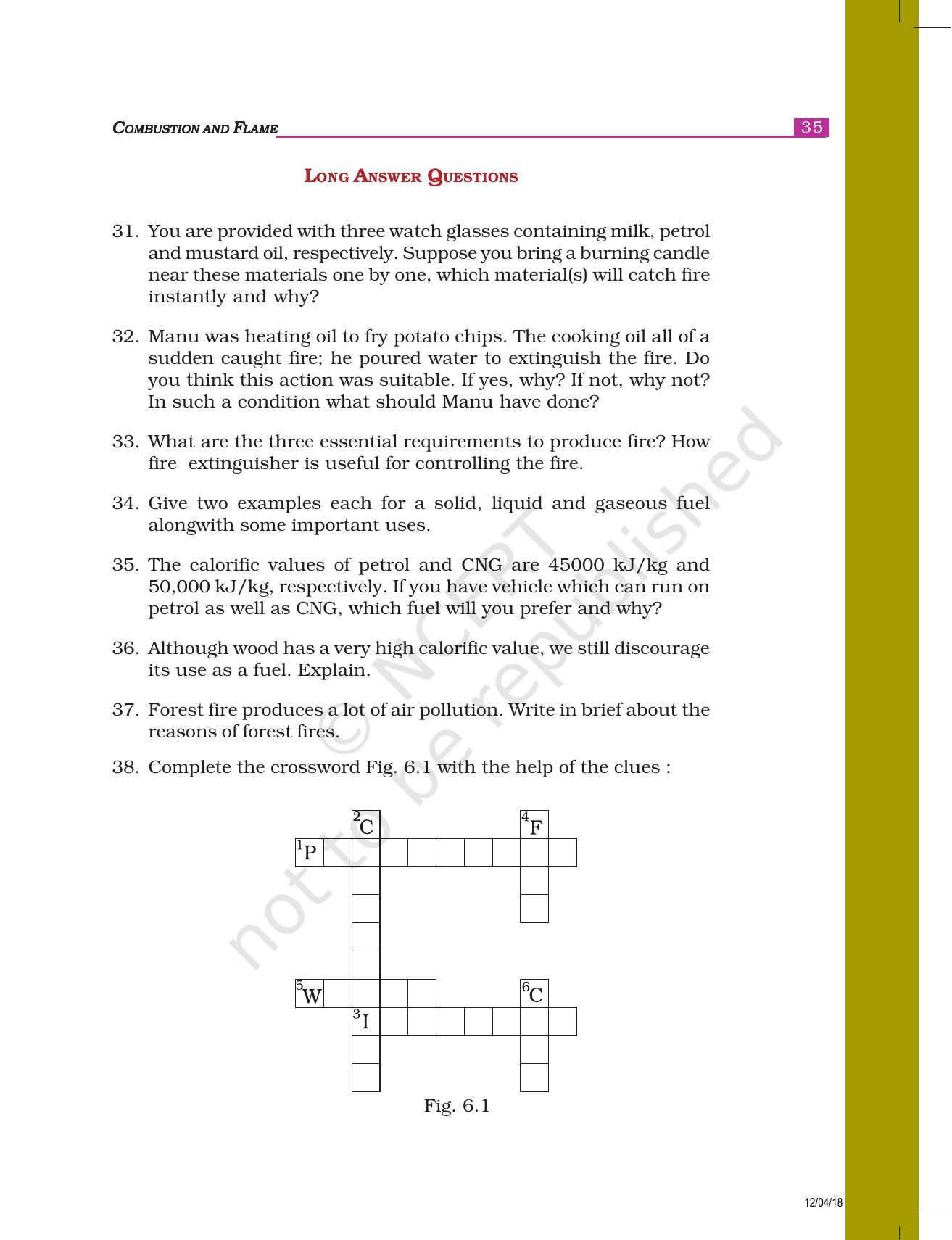 NCERT Exemplar Book for Class 8 Science: Chapter 6- Combustion and Flame - Page 6