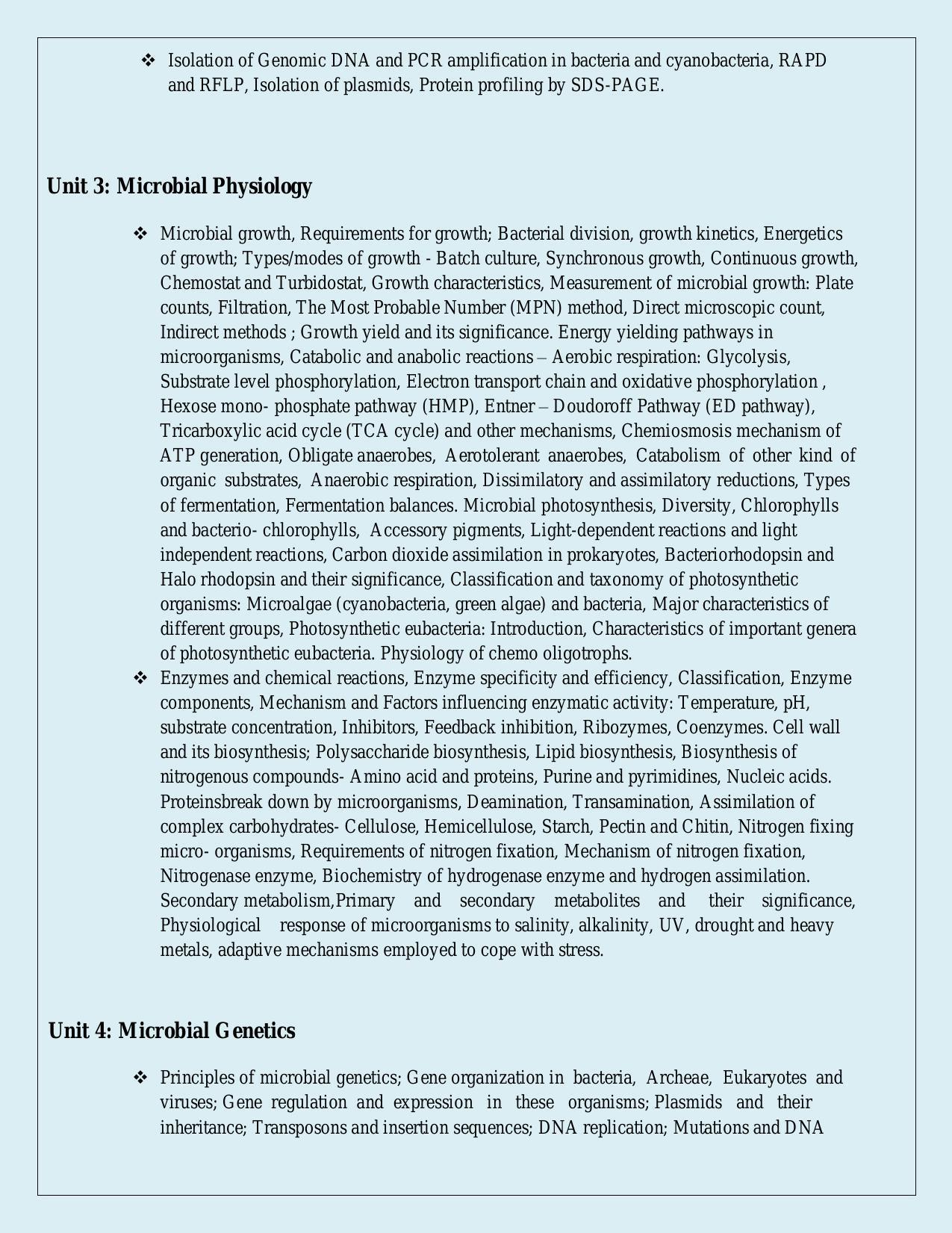 NTA PhD Entrance Exam Microbiology Syllabus - Page 2