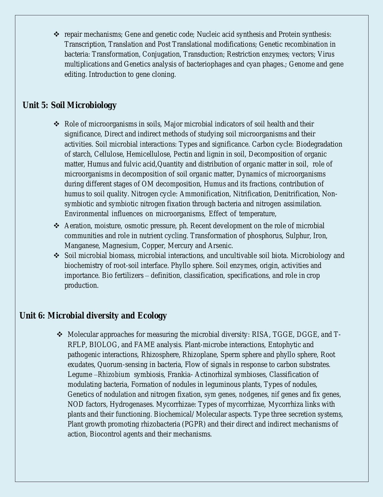 NTA PhD Entrance Exam Microbiology Syllabus - Page 3