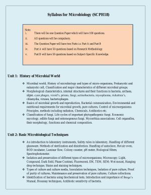 NTA PhD Entrance Exam Microbiology Syllabus