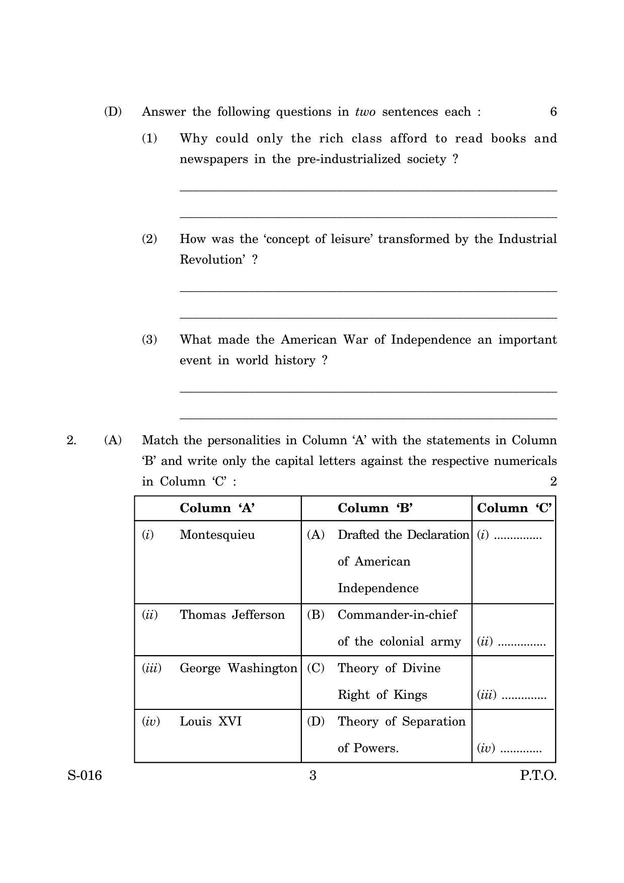 Goa Board Class 10 History And Political Science Cwsn E English (March 2019) Question Paper - Page 3