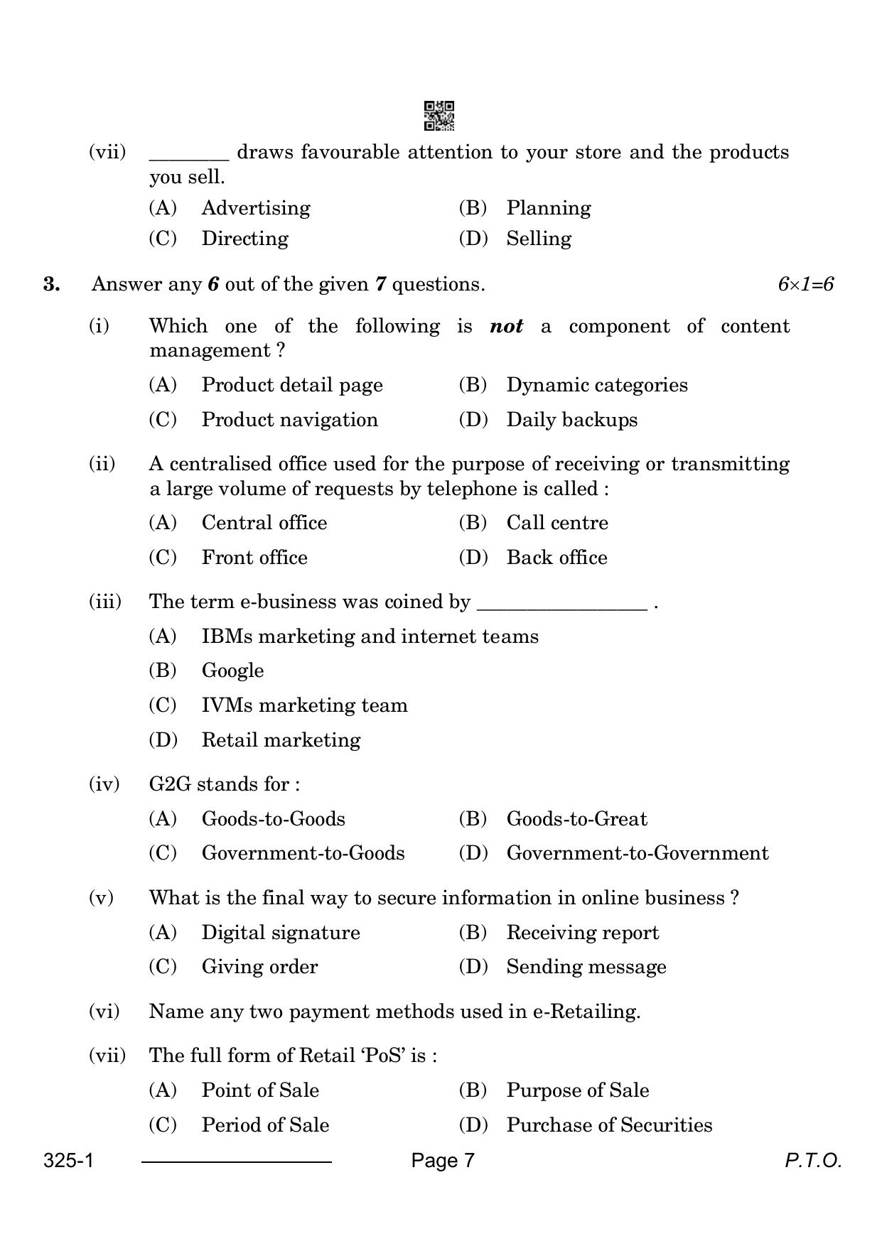 CBSE Class 12 Retail 2024 Question Paper - Page 7