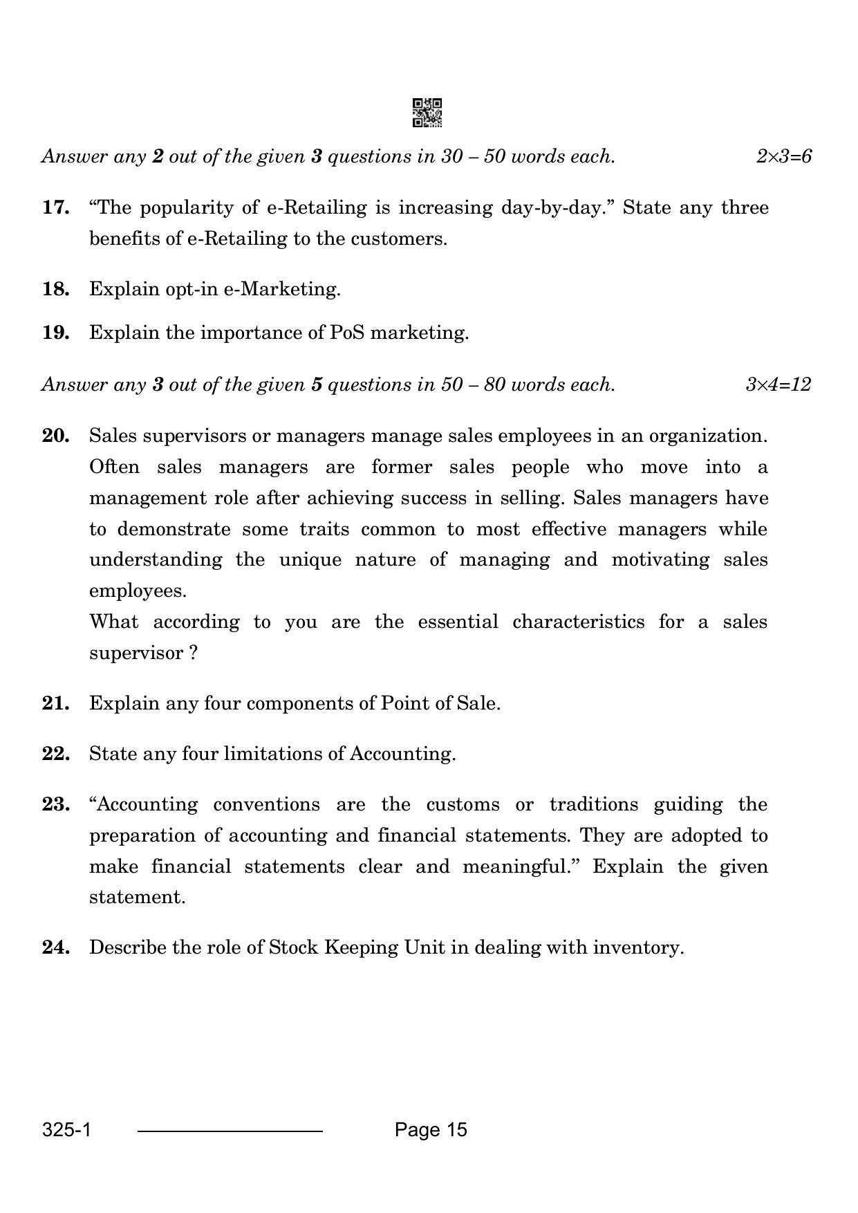 CBSE Class 12 Retail 2024 Question Paper - Page 15