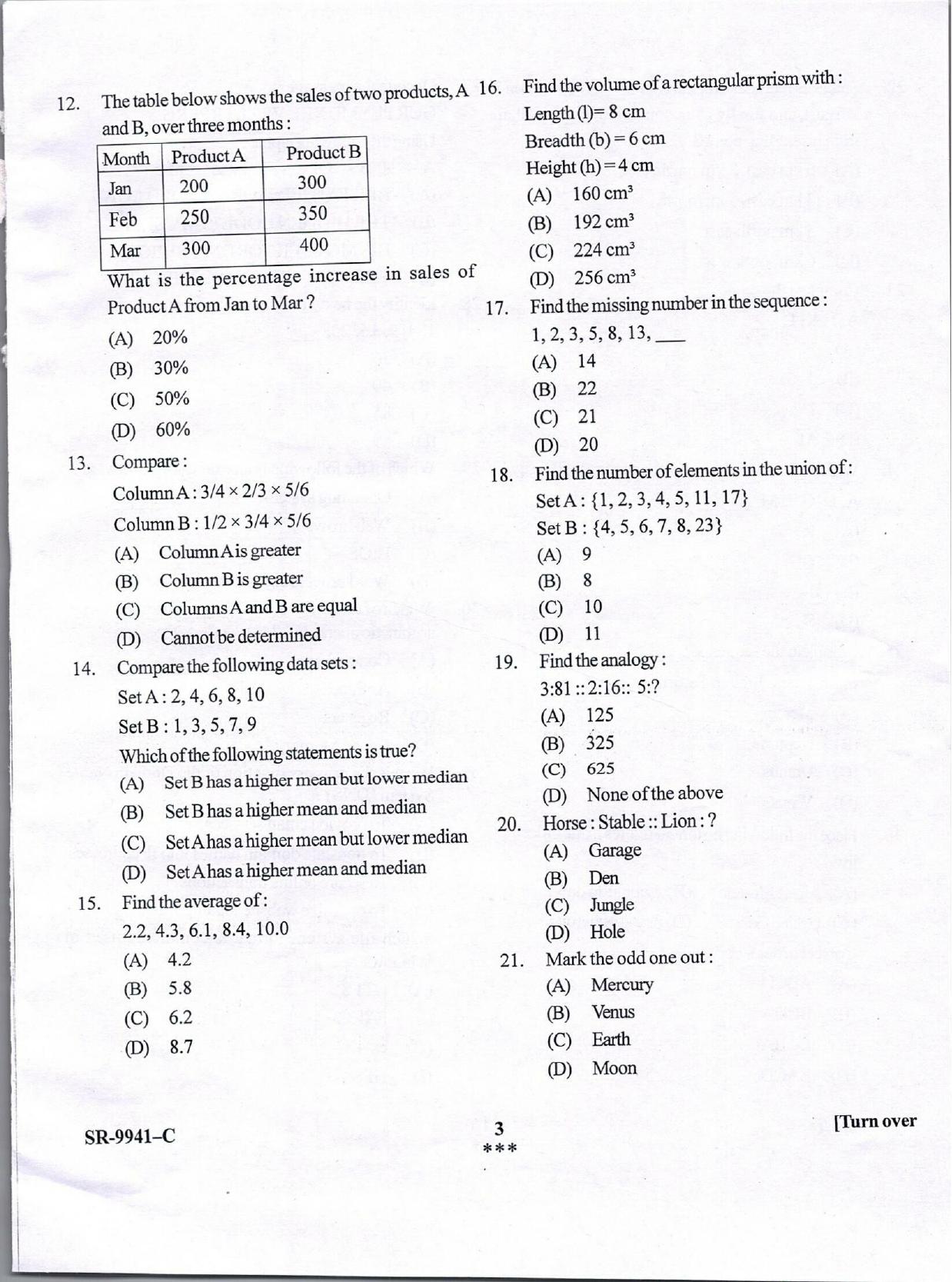 KUET 2024 Integrated Masters in Data Science & Artificial Intelligence Question Paper - Page 3