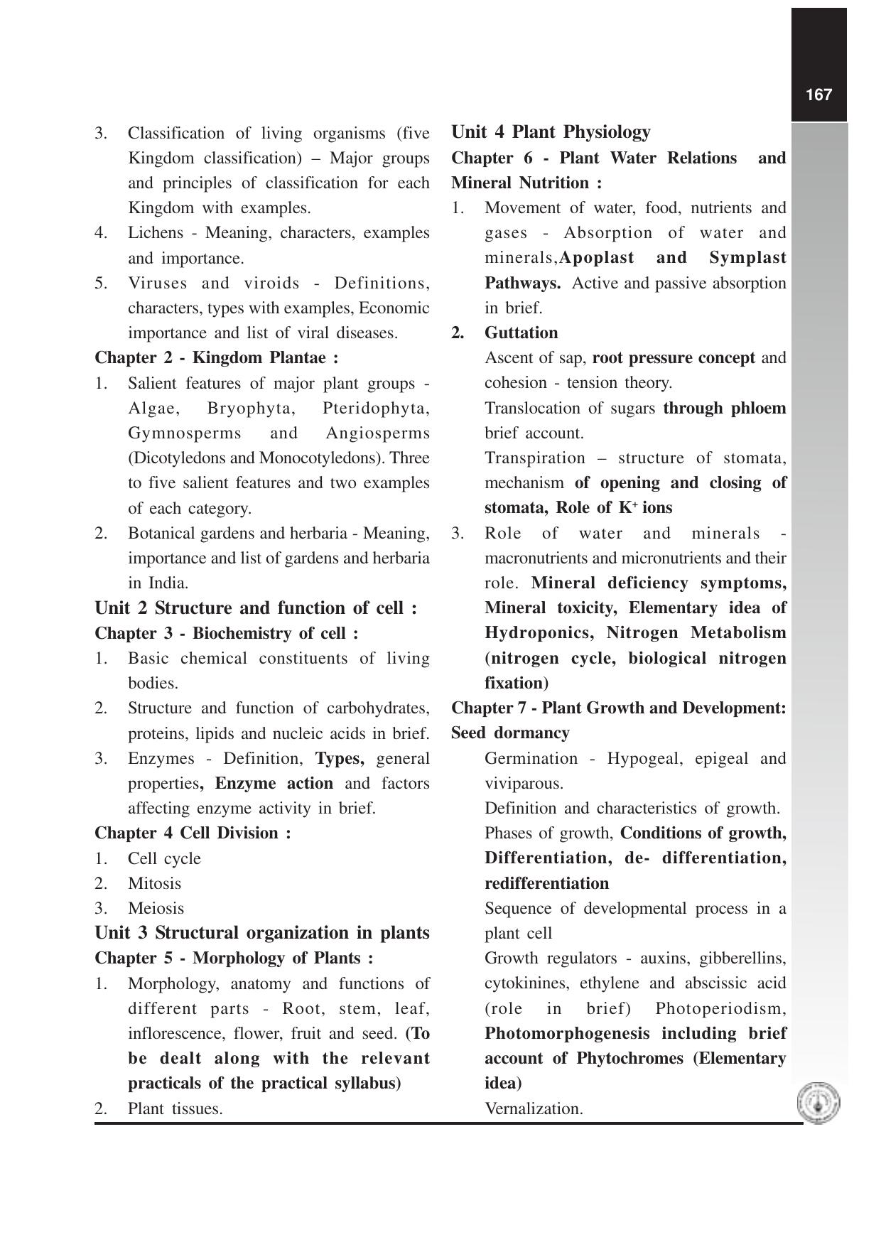 Maharashtra HSC Biology Syllabus  - Page 2