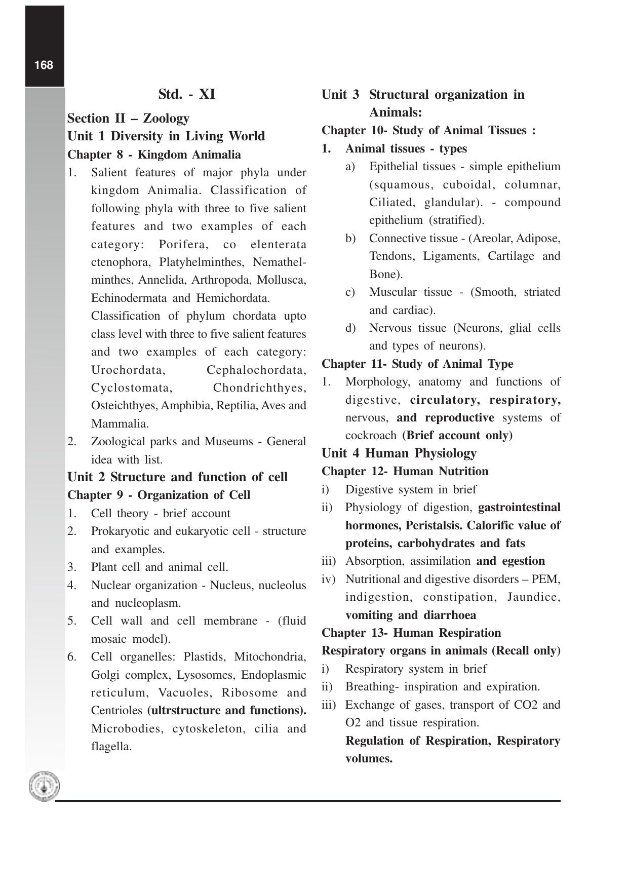 Maharashtra HSC Biology Syllabus  - Page 3