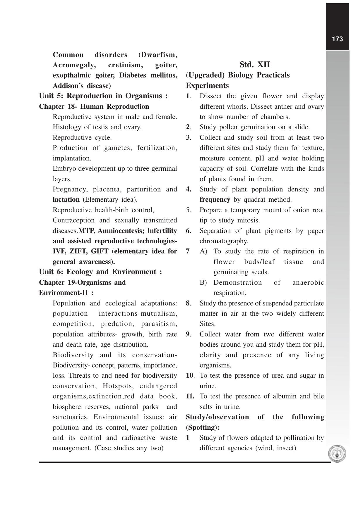 Maharashtra HSC Biology Syllabus  - Page 8