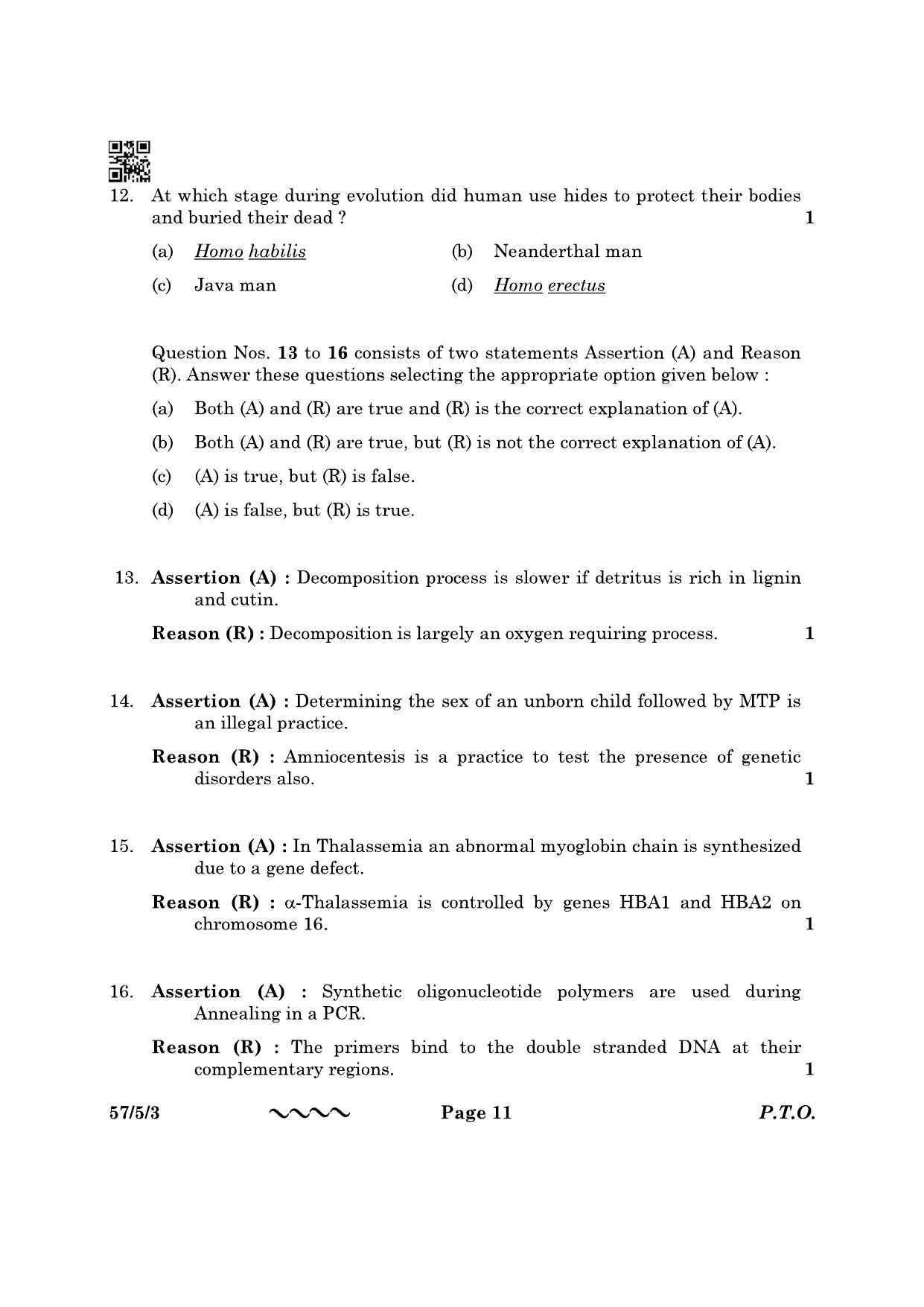 CBSE Class 12 57-5-3 Biology 2023 Question Paper - Page 11