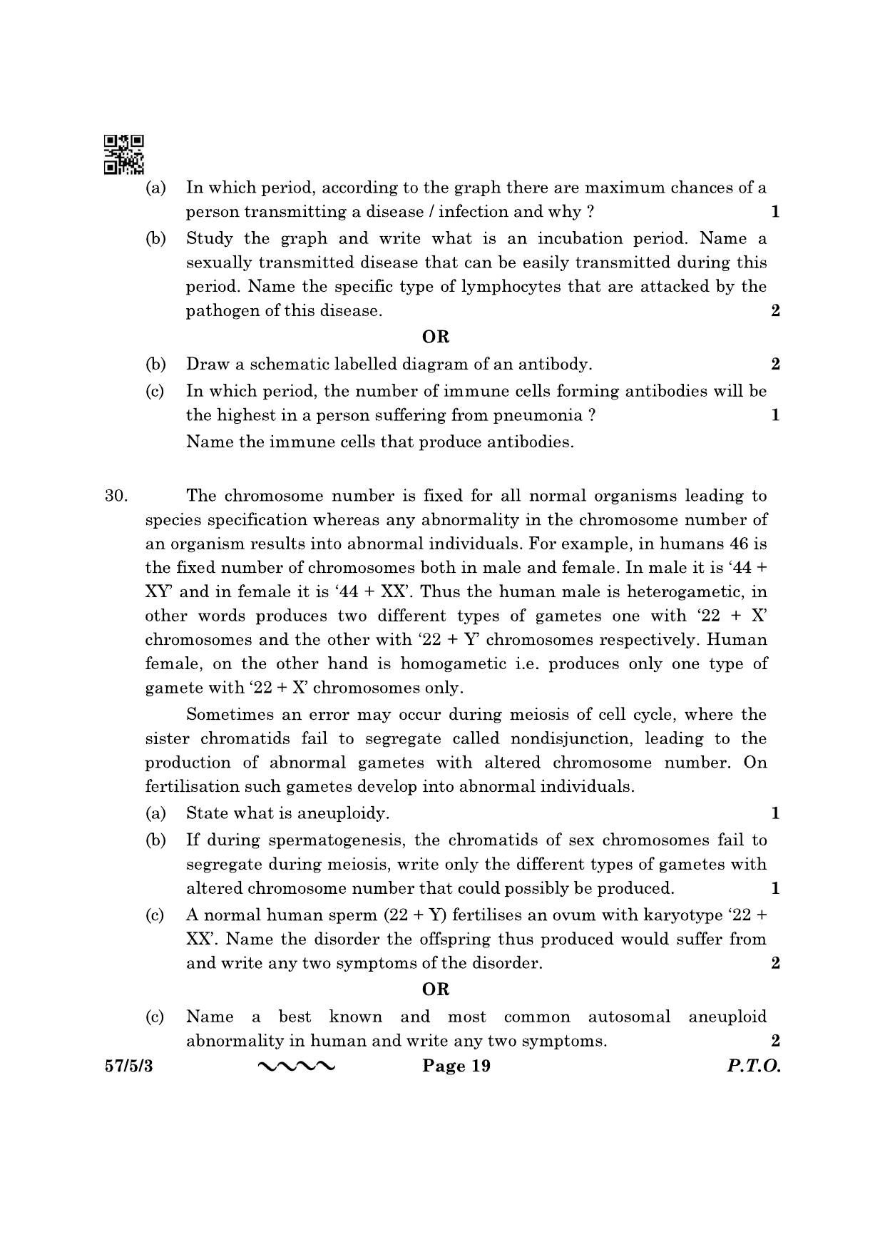 CBSE Class 12 57-5-3 Biology 2023 Question Paper - Page 19