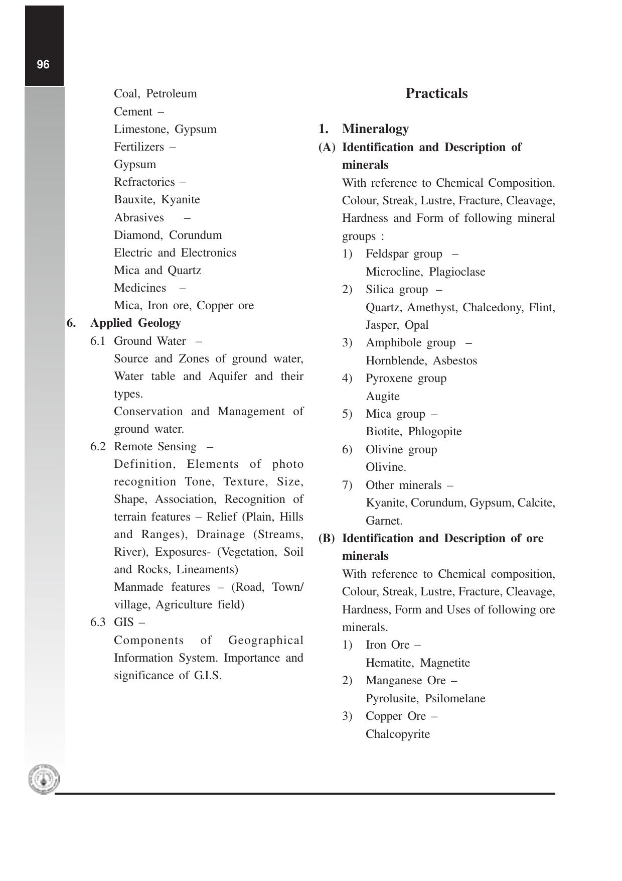 Maharashtra HSC Geology Syllabus - Page 5