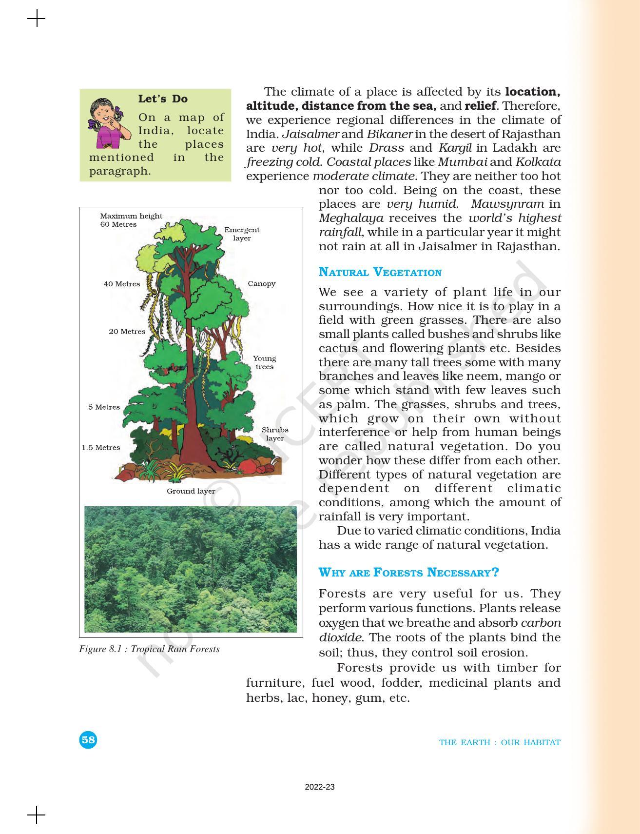 NCERT Book for Class 6 Social Science(Geography) : Chapter 8-India: Climate, Vegetation, and Wildlife - Page 3