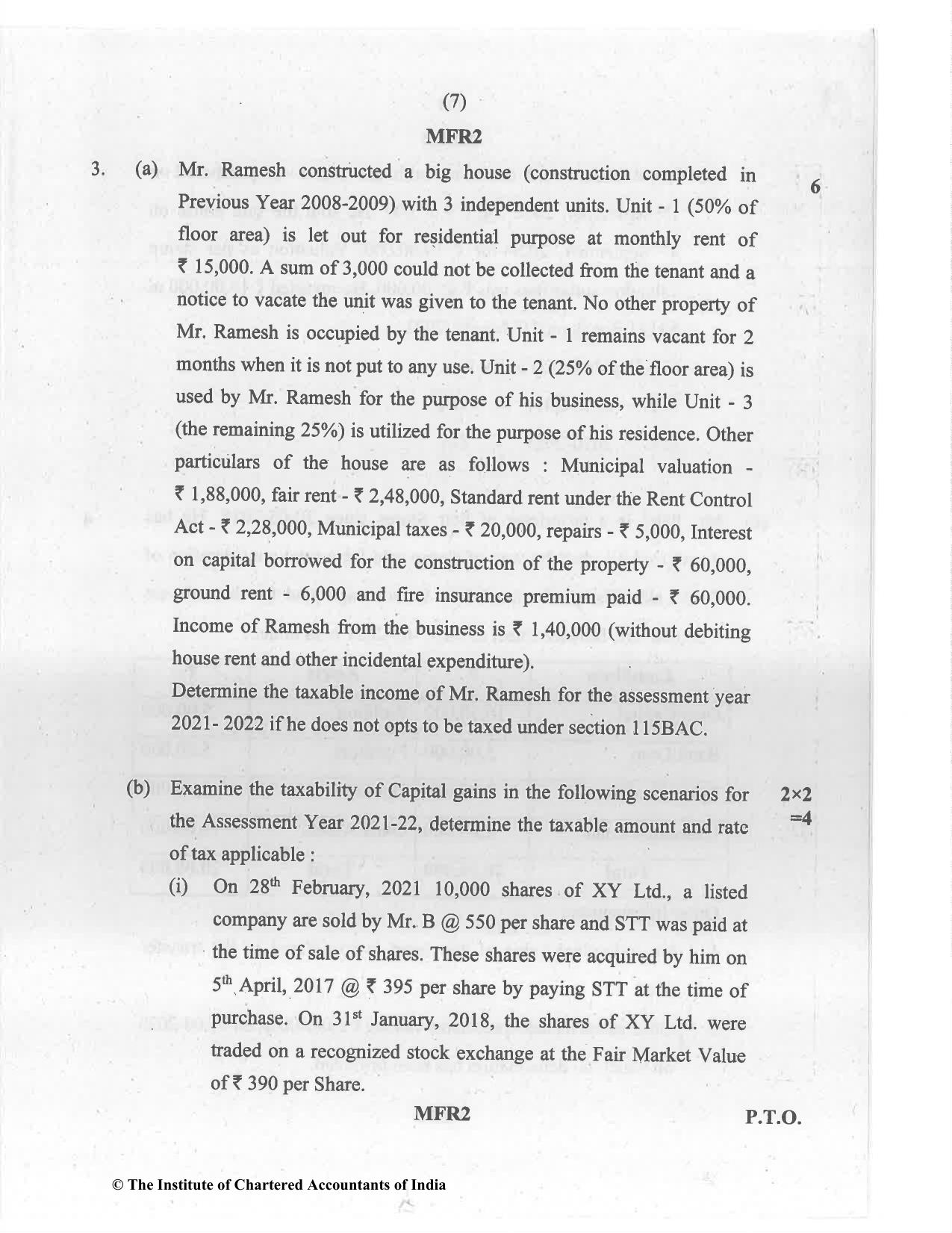 CA Inter Jul 2021 Question Paper - Paper 4 – Taxation - Page 7