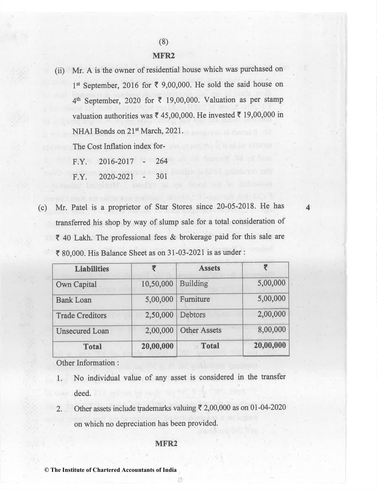 CA Inter Jul 2021 Question Paper - Paper 4 – Taxation - Page 8