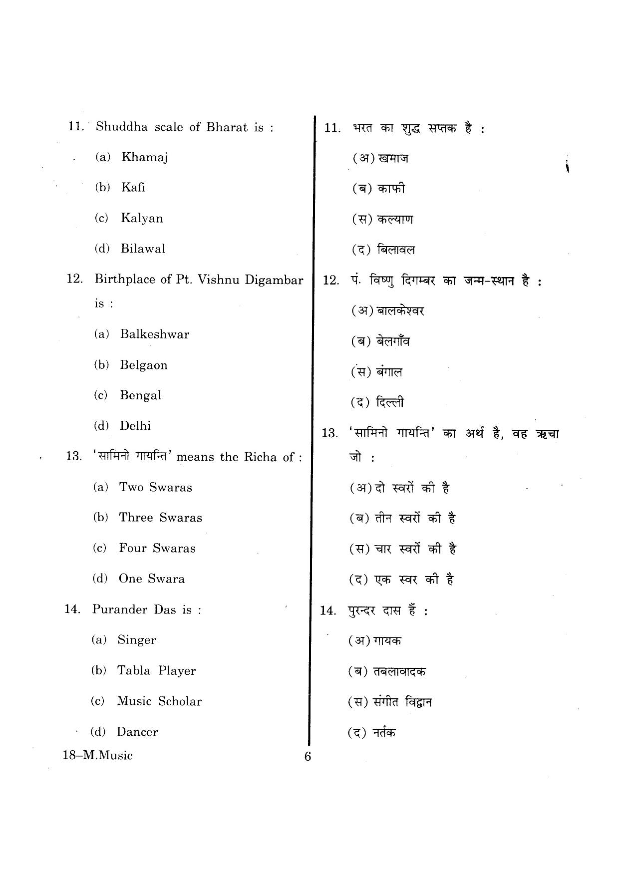 URATPG M-Mus 2013 Question Paper - Page 6