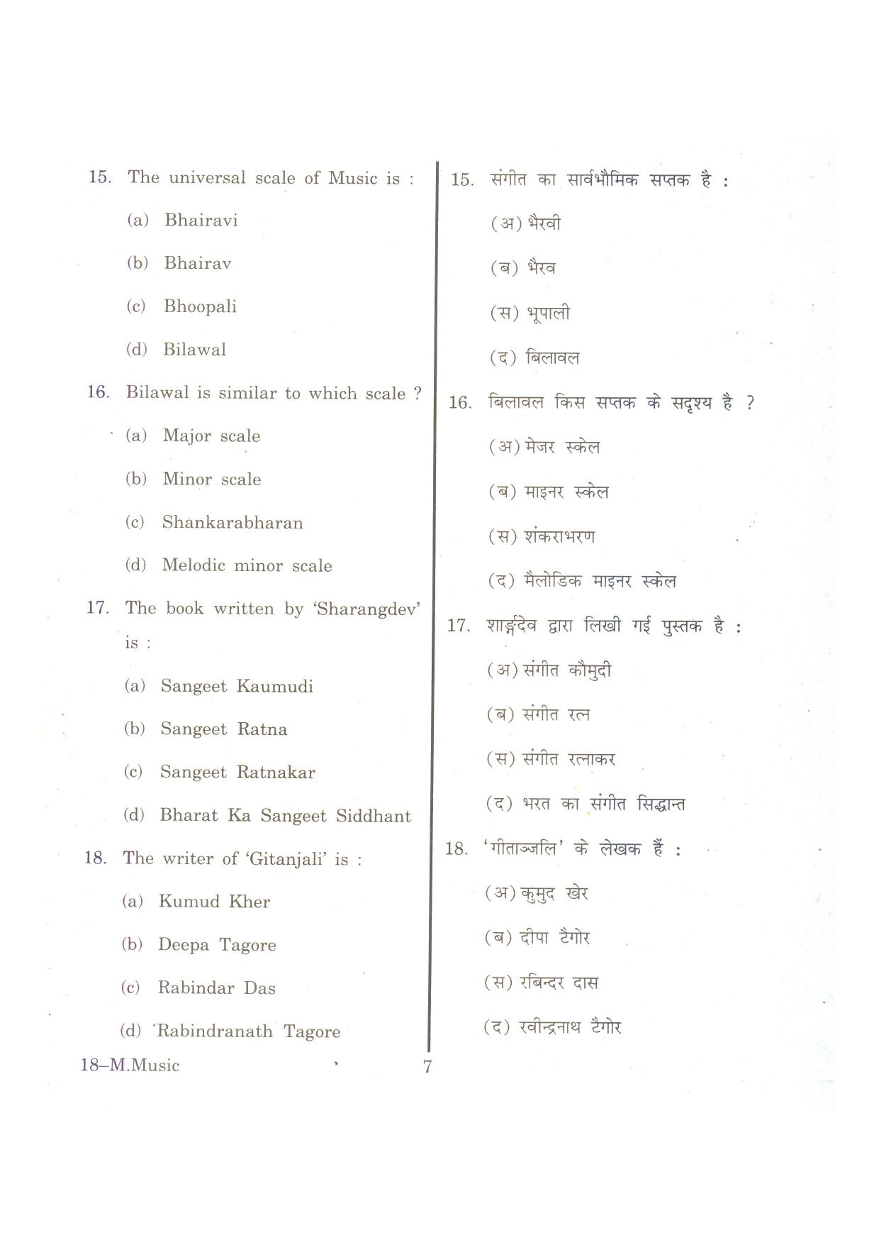 URATPG M-Mus 2013 Question Paper - Page 7