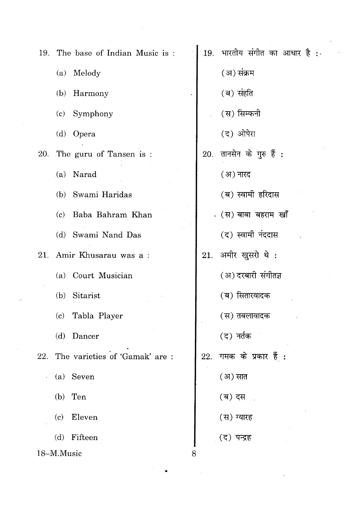 URATPG M-Mus 2013 Question Paper - Page 8